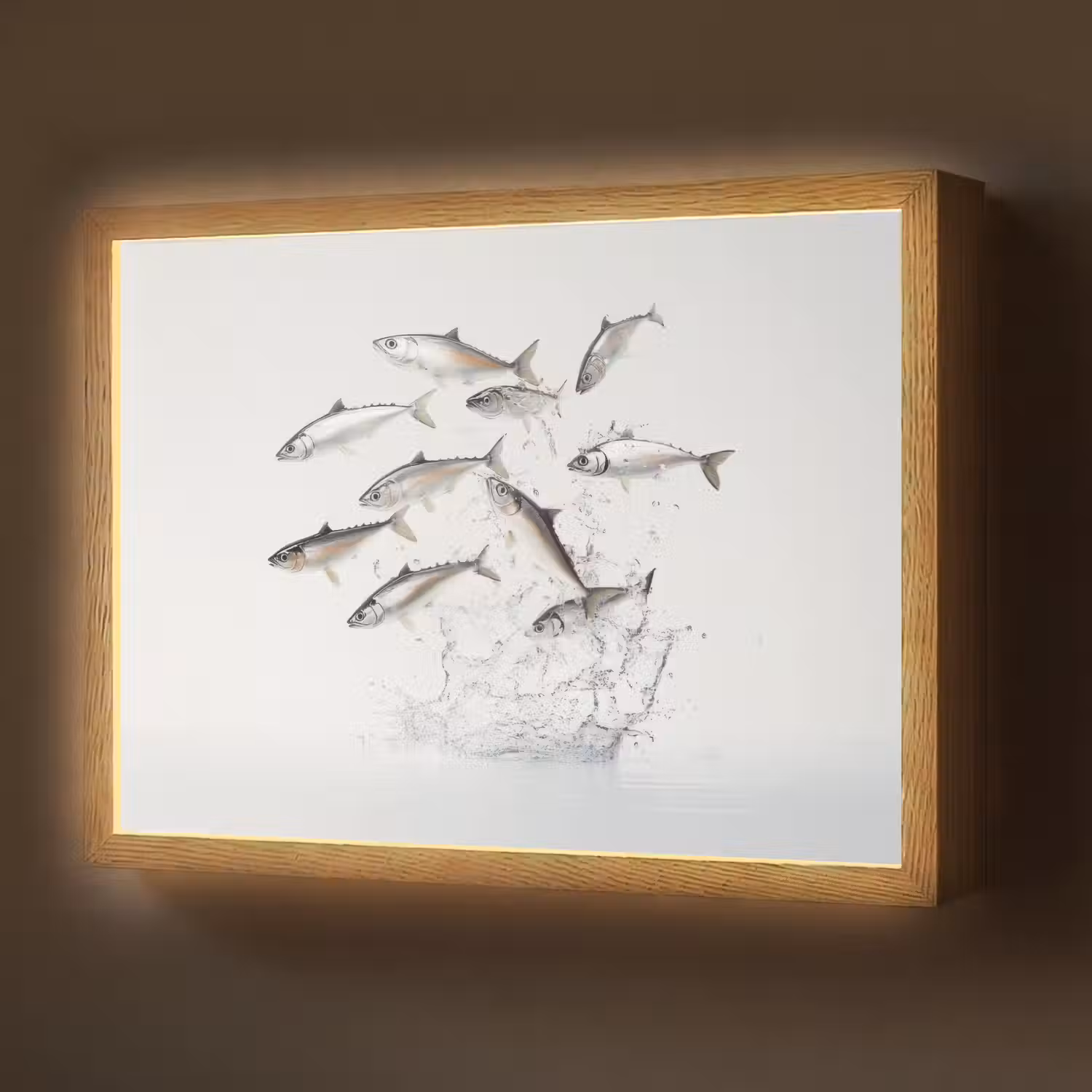 Vissen - Water - Wit Light Box met batterij (Wandlamp) middel -z3d_website