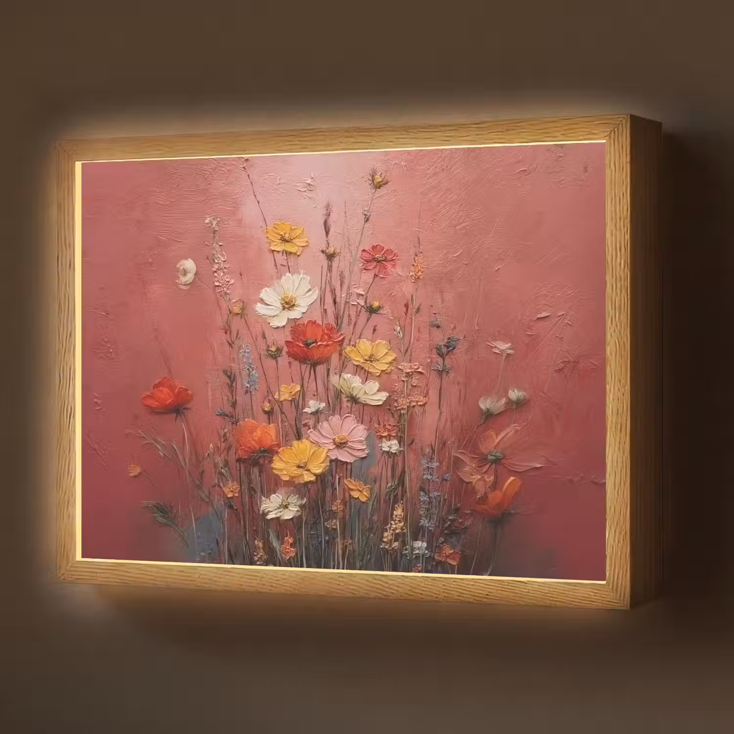Bloemenboeket - Diepte - Tastbare textuur Light Box met batterij (Wandlamp) middel -z3d_website