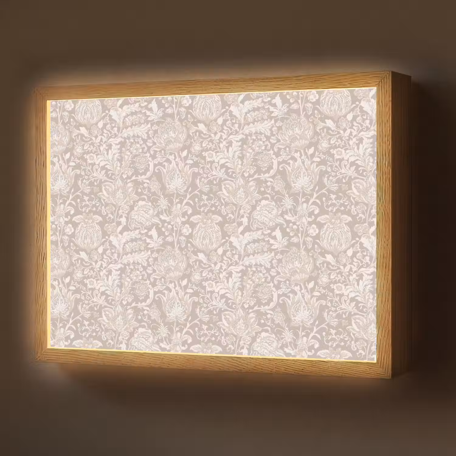 Bloemenprint - Grijs - Crème Light Box met batterij (Wandlamp) middel 907 -z3d_website