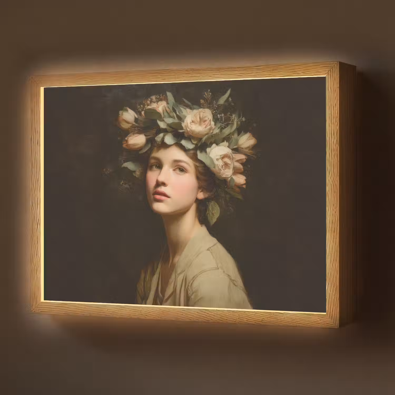 Bloemenstilte - Vrouw - Portret Light Box met batterij (Wandlamp) middel -z3d_website