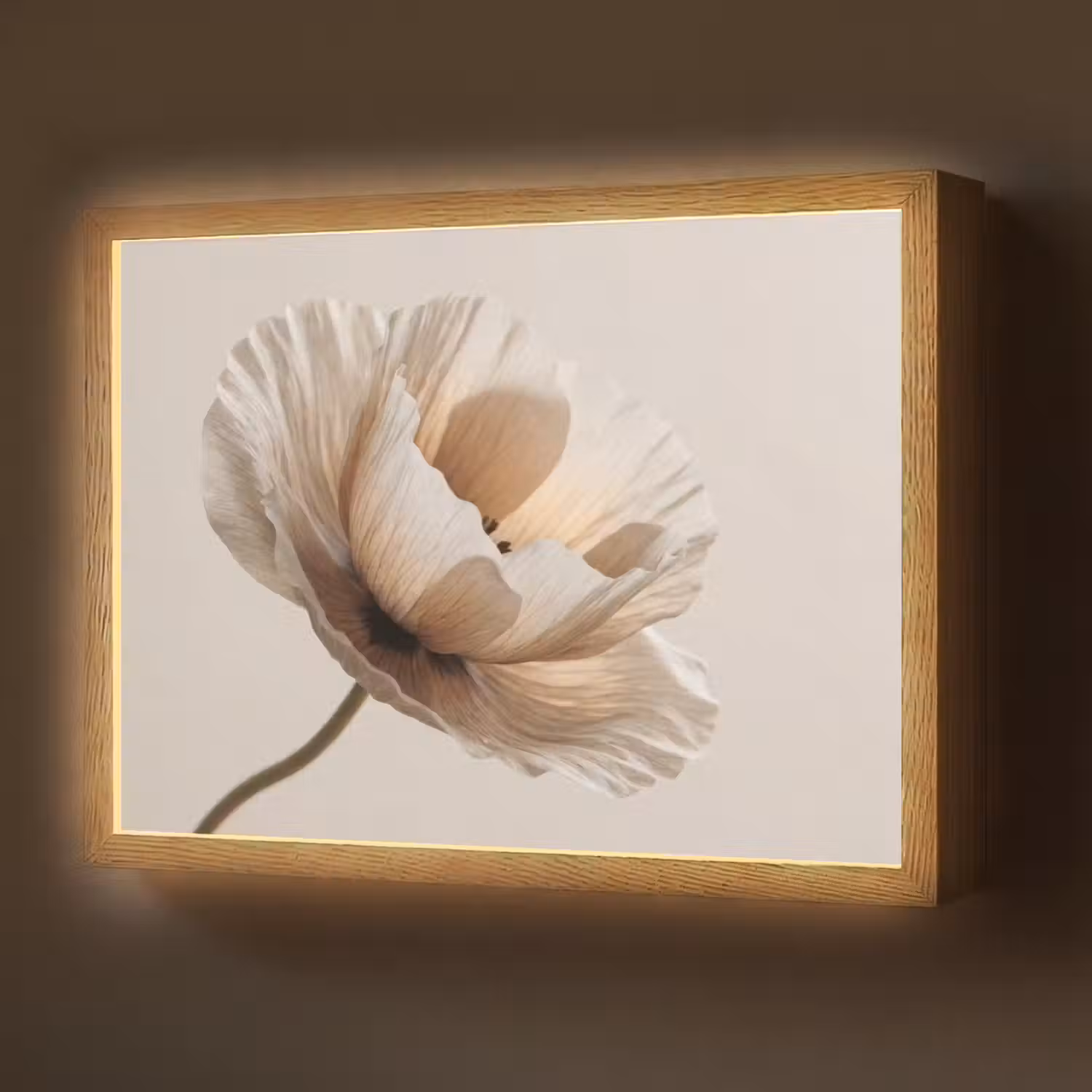 Bloem - Beige - Crème Light Box met batterij (Wandlamp) middel -z3d_website