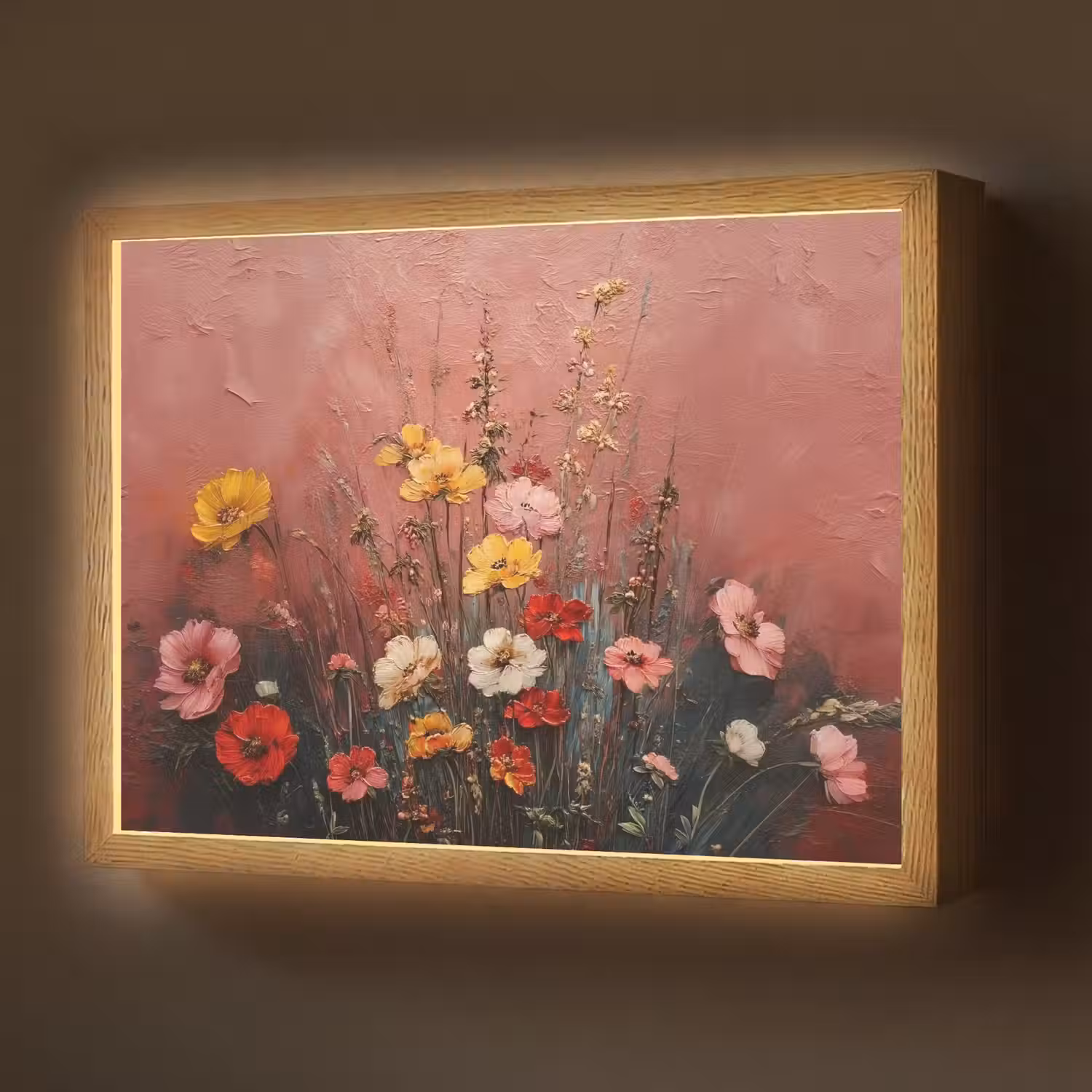 Bloemenboeket - Fijne details - Roze Light Box met batterij (Wandlamp) middel -z3d_website