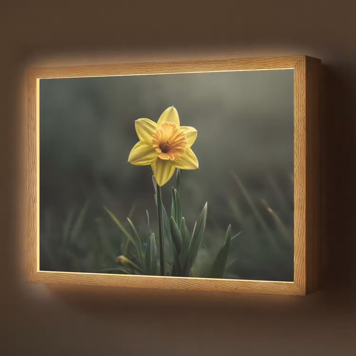 Bloem - Narcis - Gras - Geel Light Box met batterij (Wandlamp) middel -z3d_website