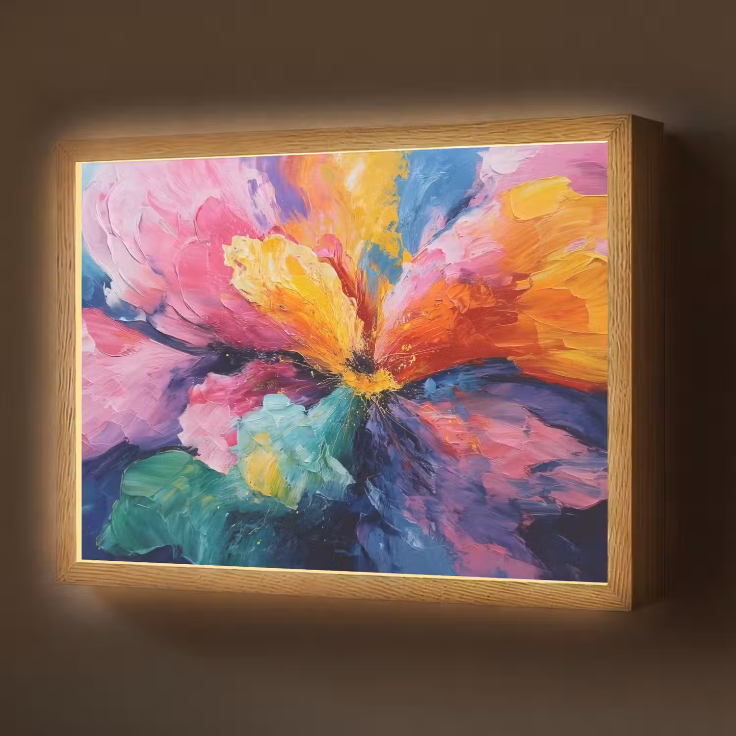 Bloemexplosie - Veelkleurig - Bewegend Light Box met batterij (Wandlamp) middel -z3d_website