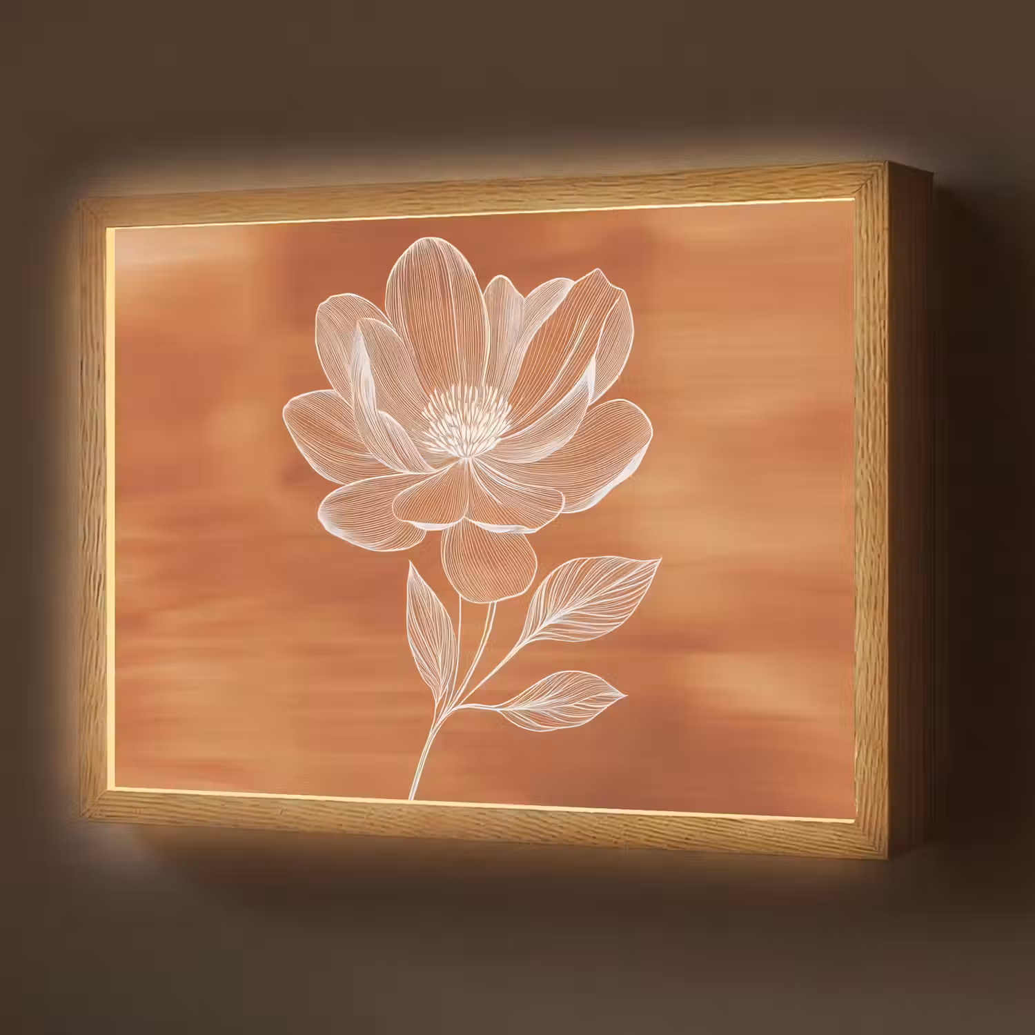 Bloem - Minimalistisch - Wit Light Box met batterij (Wandlamp) middel -z3d_website