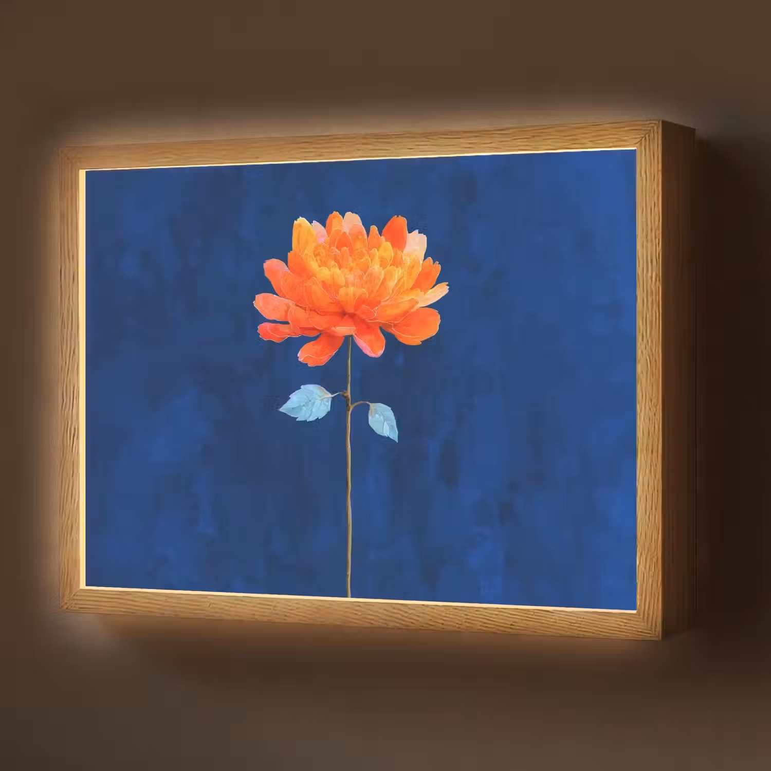 Bloem - Oranje - Bladeren Light Box met batterij (Wandlamp) middel -z3d_website