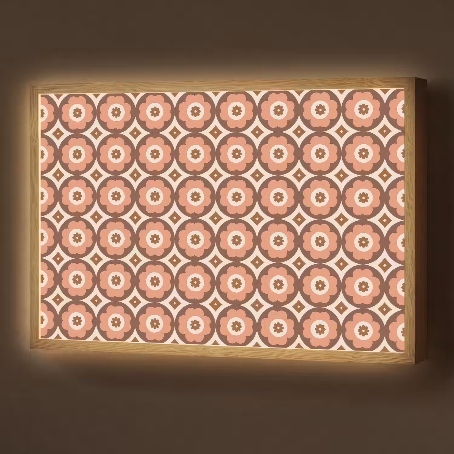Bloemvormen - Patroon - Roze - Vintage Light Box met batterij (Wandlamp) middel -z3d_website