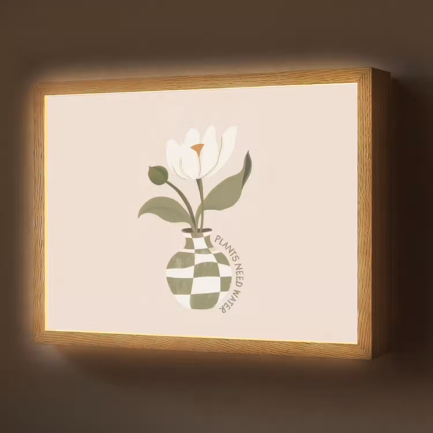 Bloem - Wit - Vaas - Quote Light Box met batterij (Wandlamp) middel -z3d_website