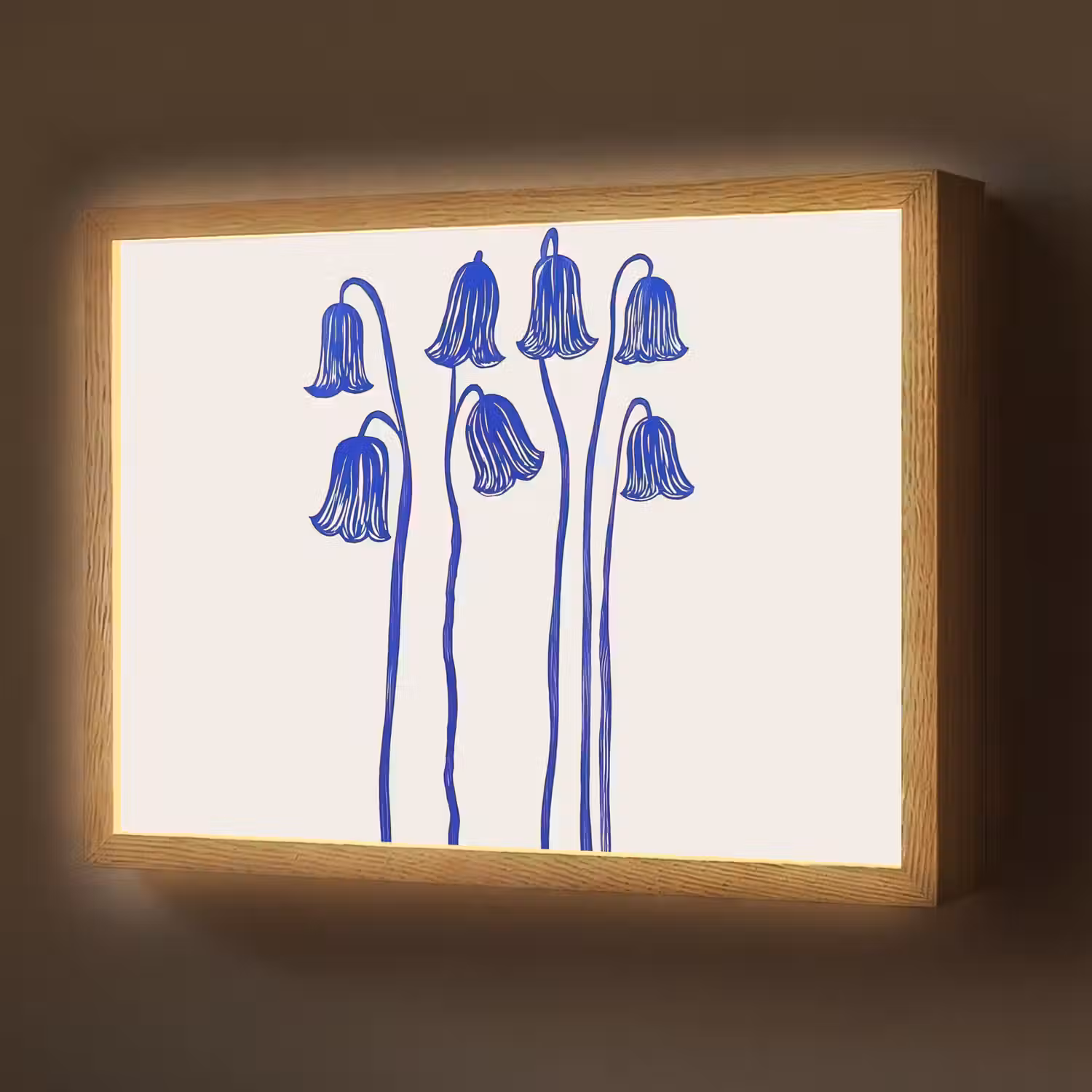 Bloemen - Blauw - Lijnen - Bloemblaadjes Light Box met batterij (Wandlamp) middel -z3d_website
