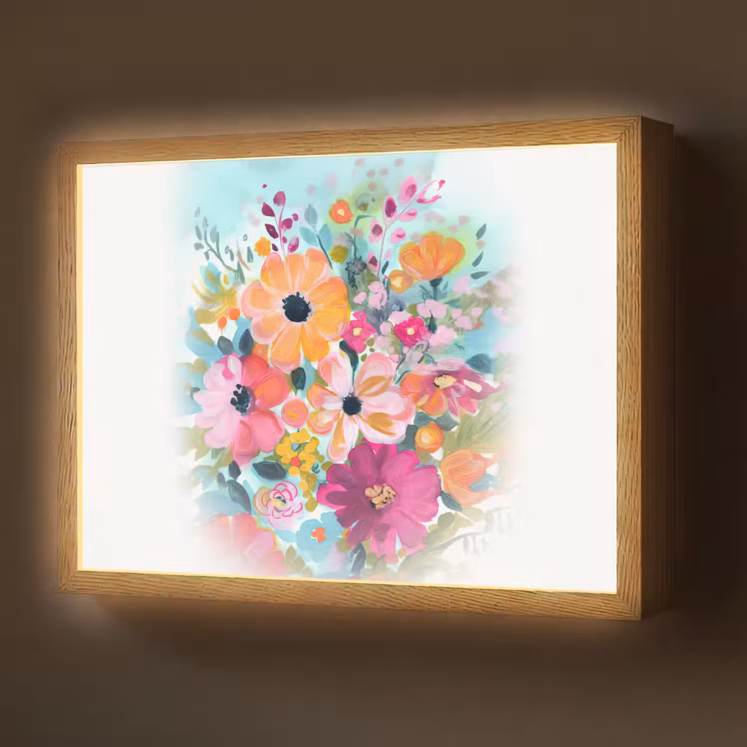 Bloemen - Kleuren - Boeket - Natuur Light Box met batterij (Wandlamp) middel -z3d_website