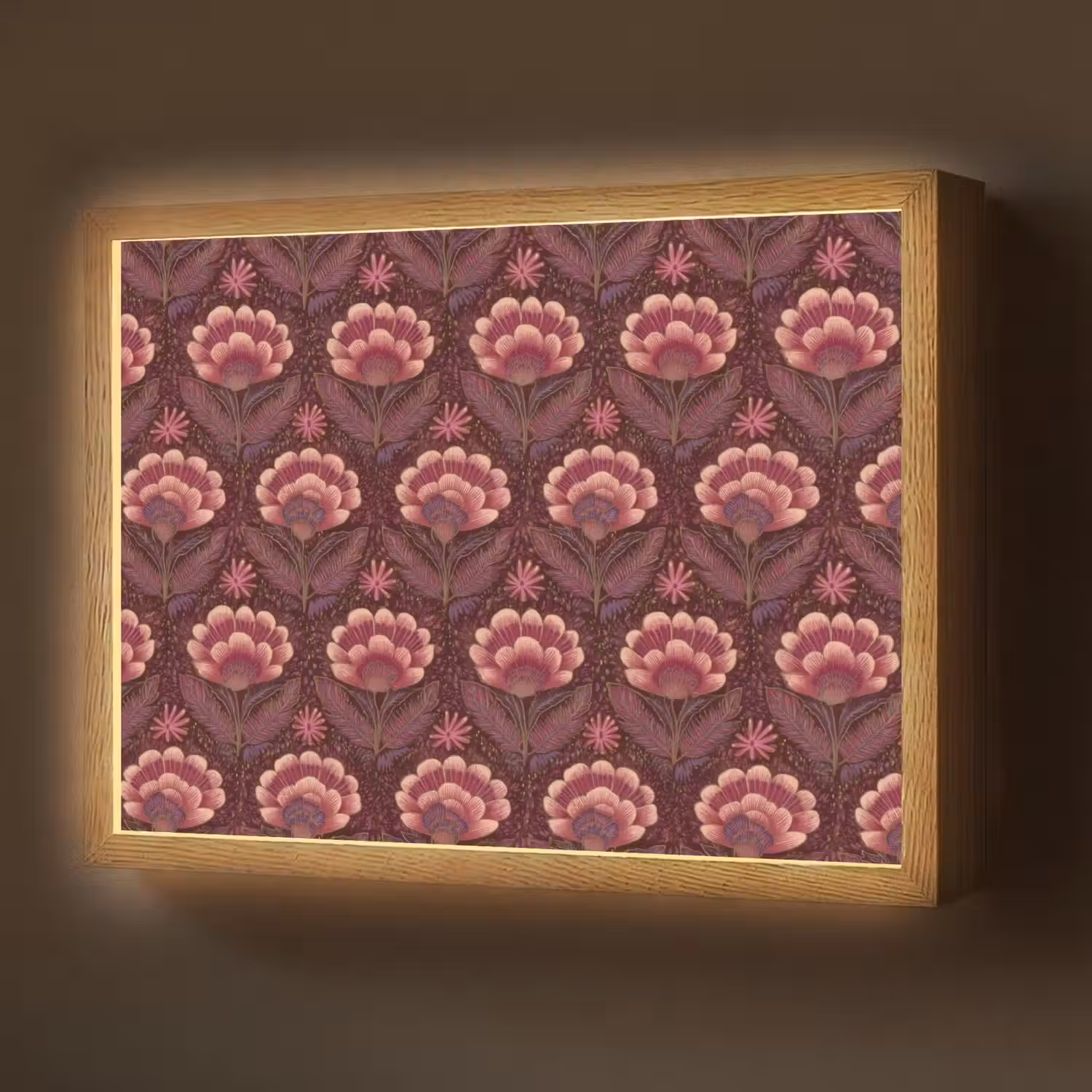Bloemen - Waaier - Paars Light Box met batterij (Wandlamp) middel 907 -z3d_website