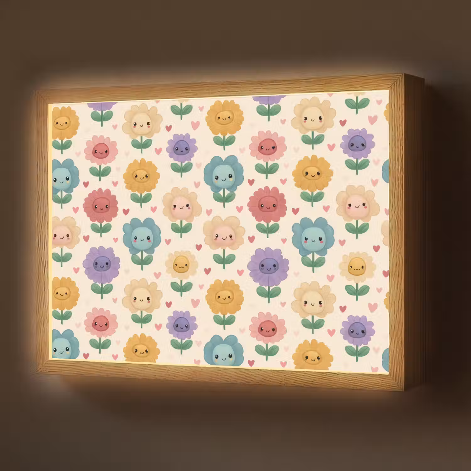 Bloemen - Hartjes - Kleurrijk Light Box met batterij (Wandlamp) middel 907 -z3d_website