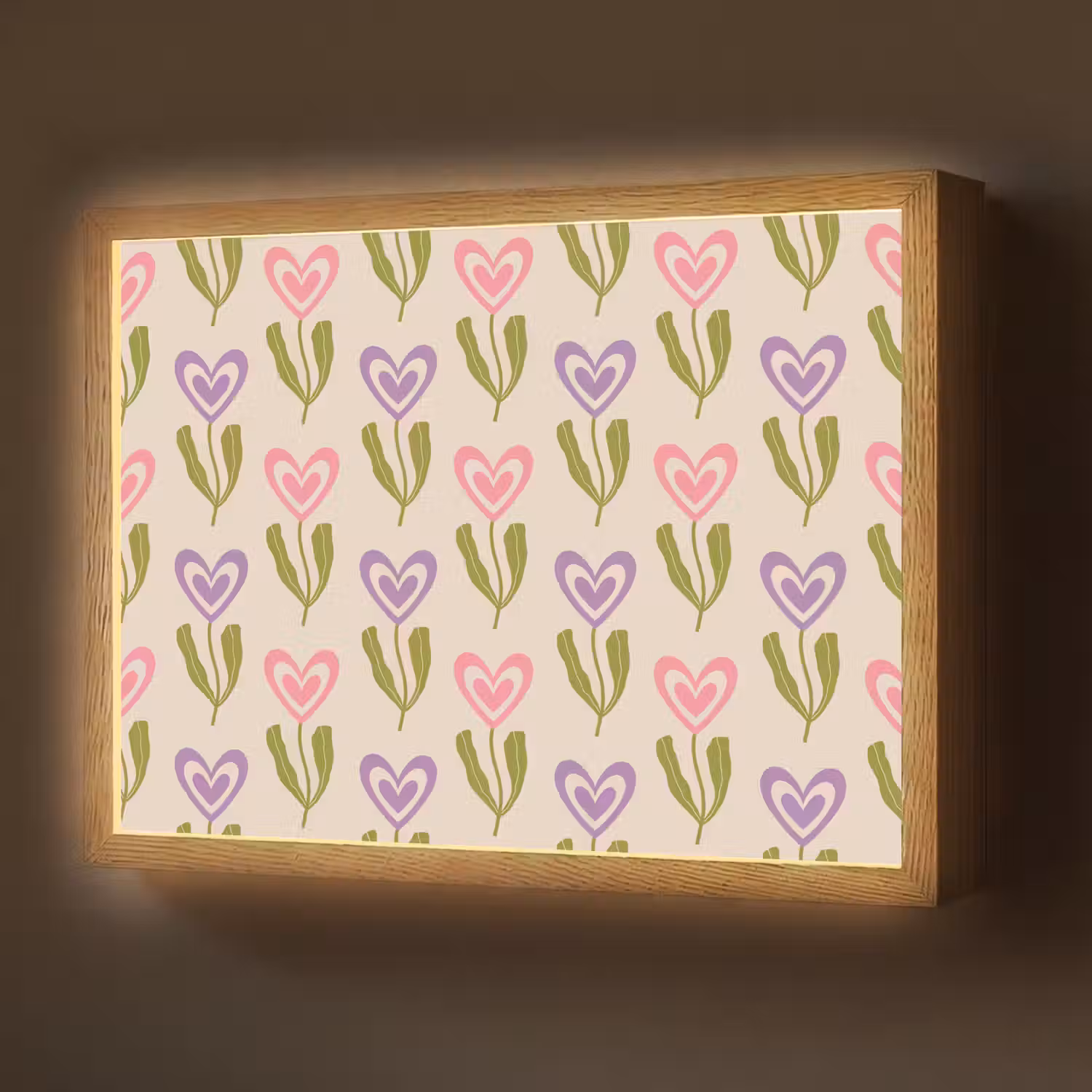 Bloemen - Hartjes - Patroon Light Box met batterij (Wandlamp) middel 907 -z3d_website