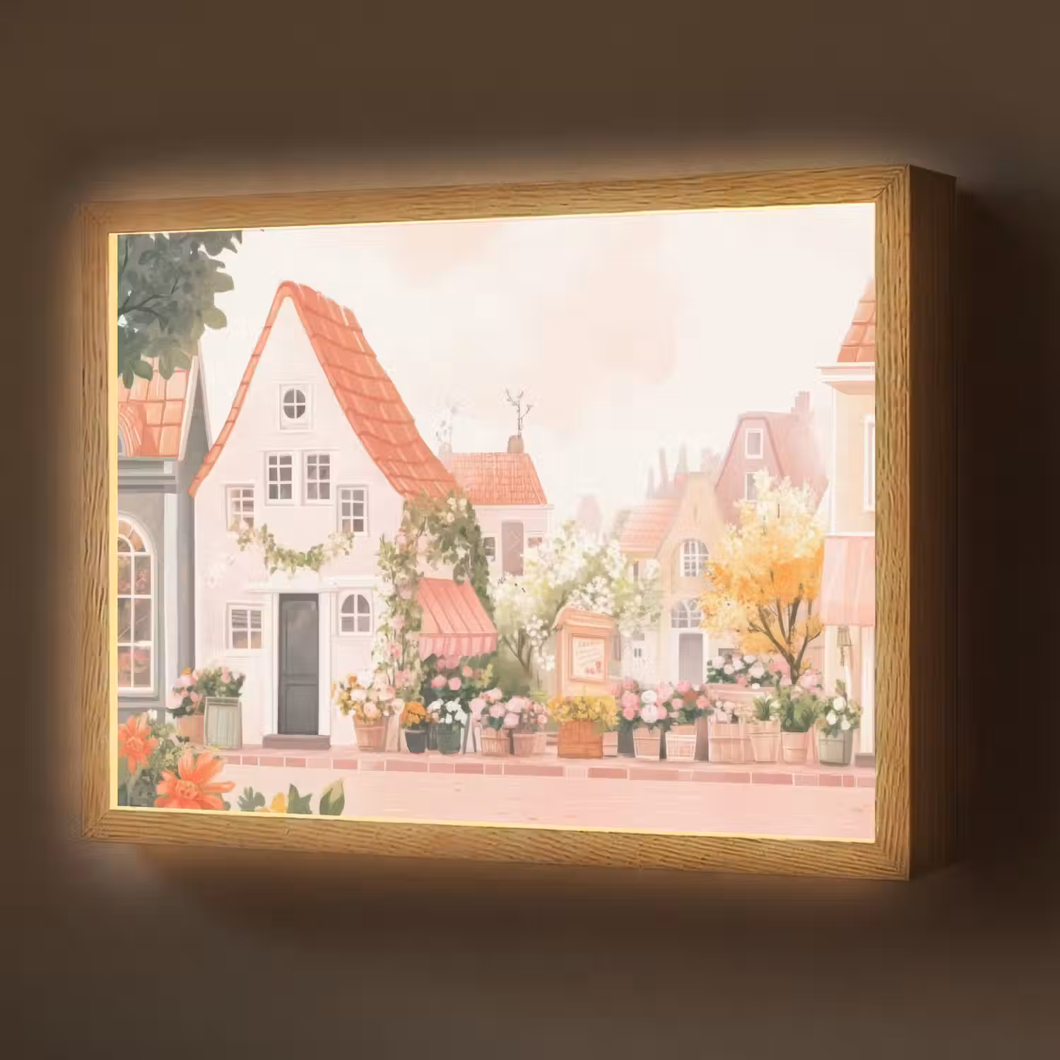 Bloemen - Huizen - Dorp Light Box met batterij (Wandlamp) middel -z3d_website