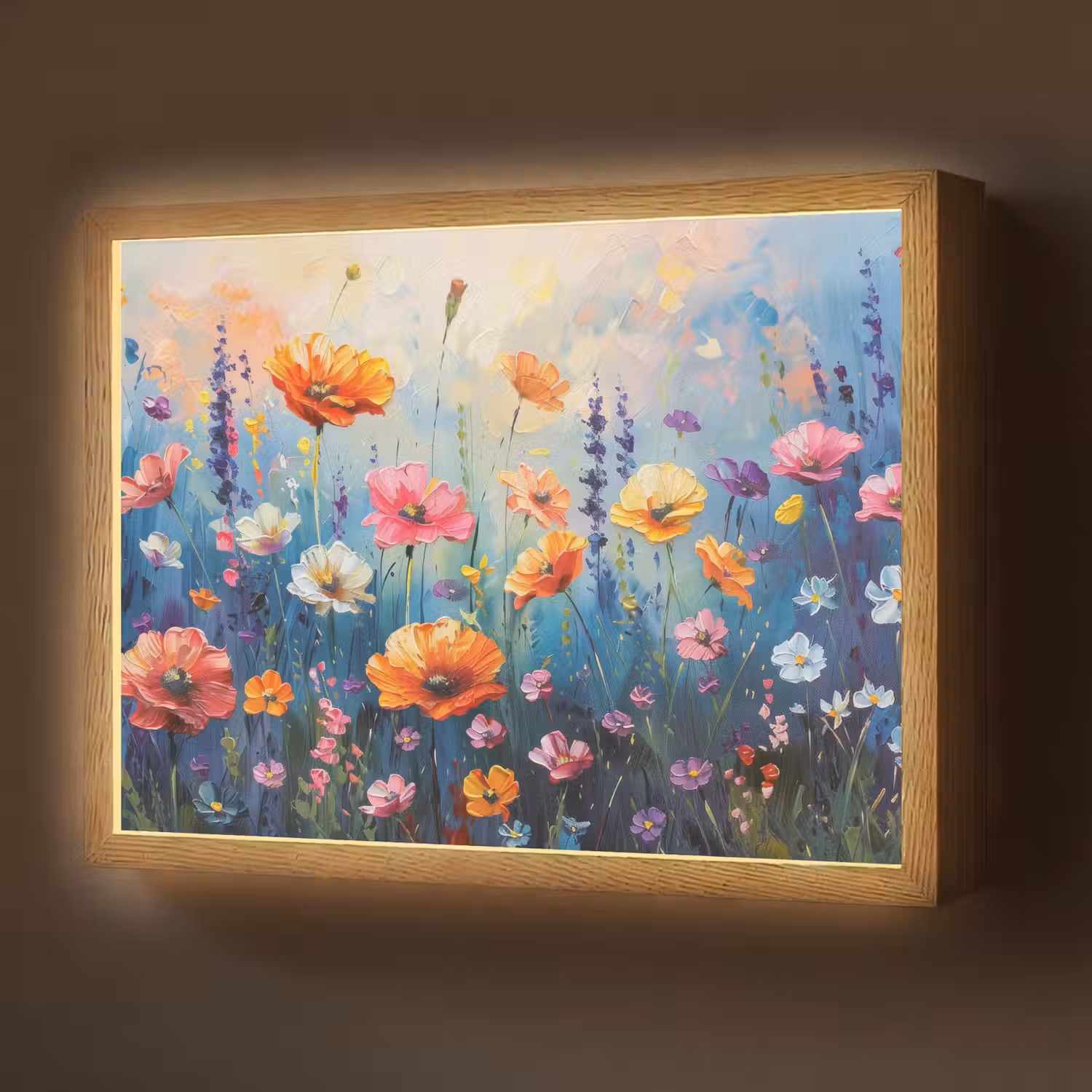 Bloemen - Natuur - Waterverf - Kunst Light Box met batterij (Wandlamp) middel -z3d_website