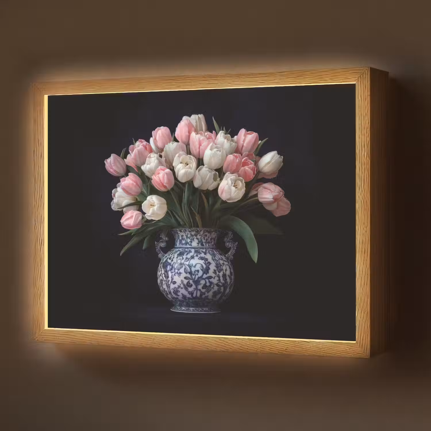 Bloemen - Roze - Tulpen - Vaas Light Box met batterij (Wandlamp) middel -z3d_website