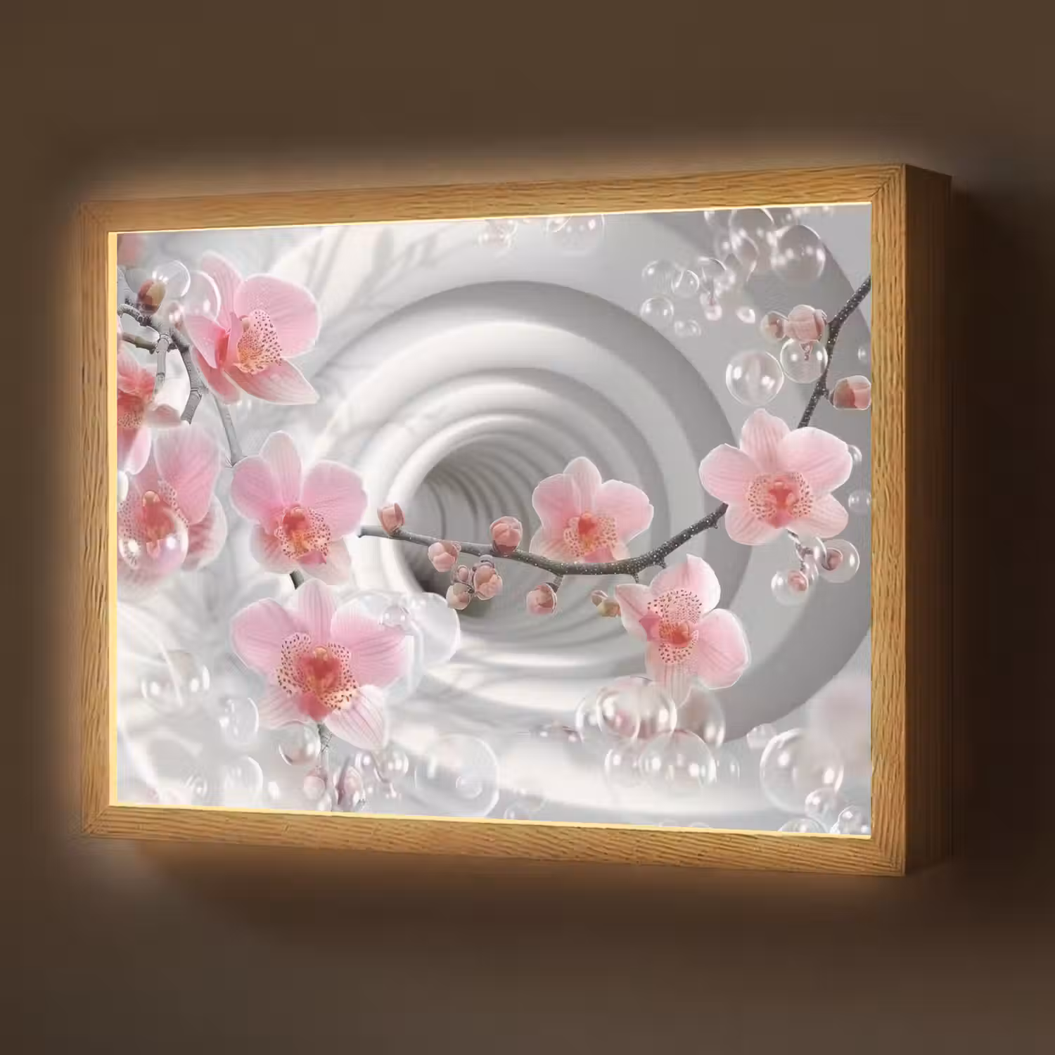 Bloemen - Tunnel - Abstact - 3D effect Light Box met batterij (Wandlamp) middel -z3d_website