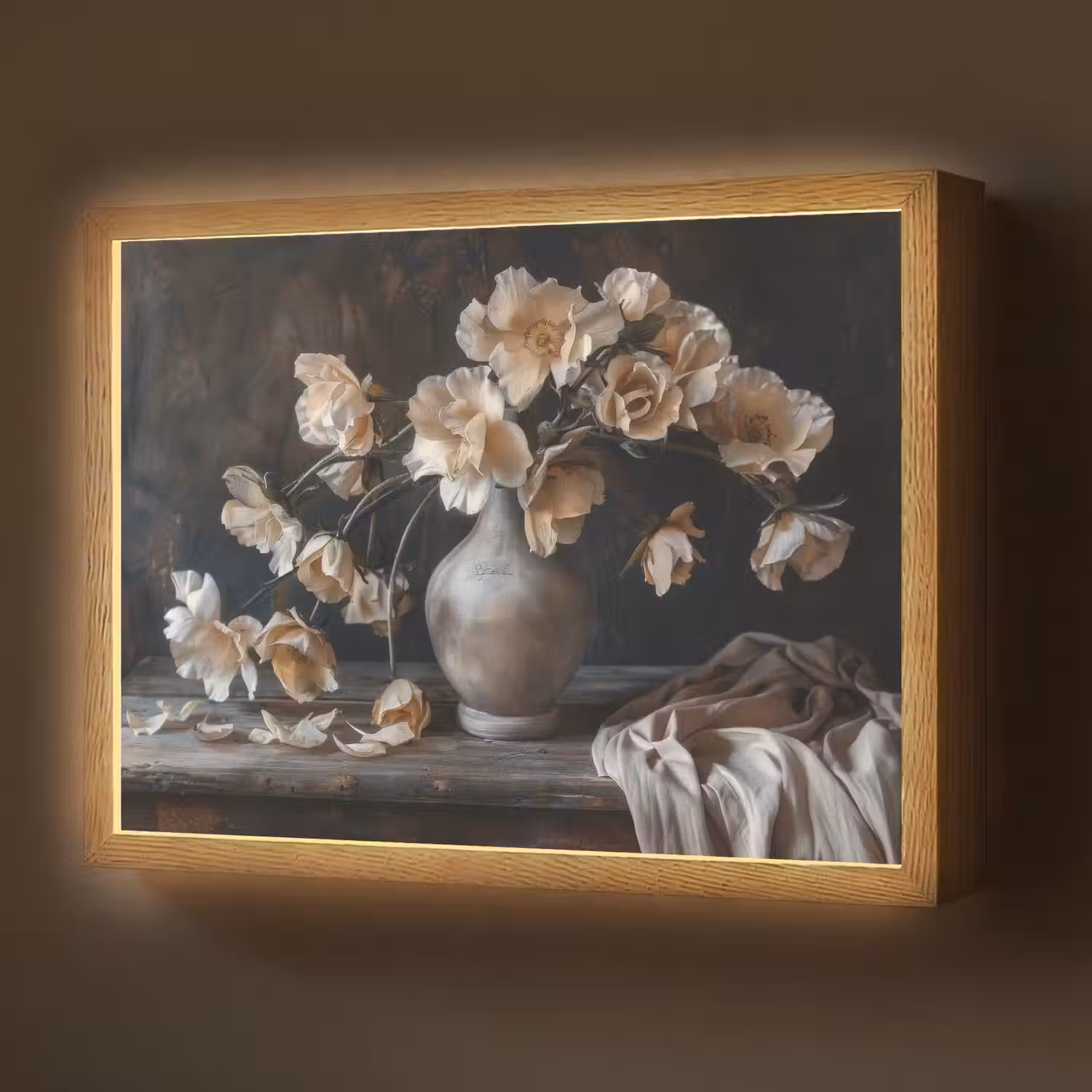 Bloemen - Vaas - Kunst - Stilleven Light Box met batterij (Wandlamp) middel -z3d_website