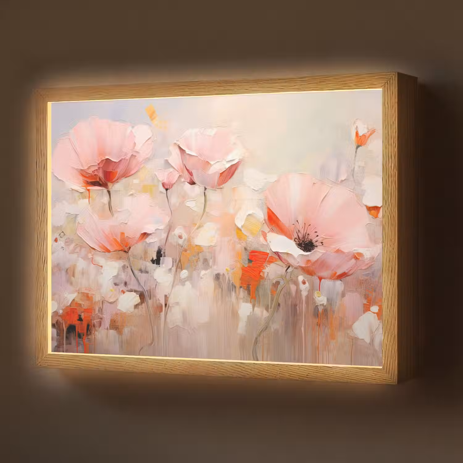 Bloemen - Watercolor - Roze - Abstract - Kunst Light Box met batterij (Wandlamp) middel -z3d_website