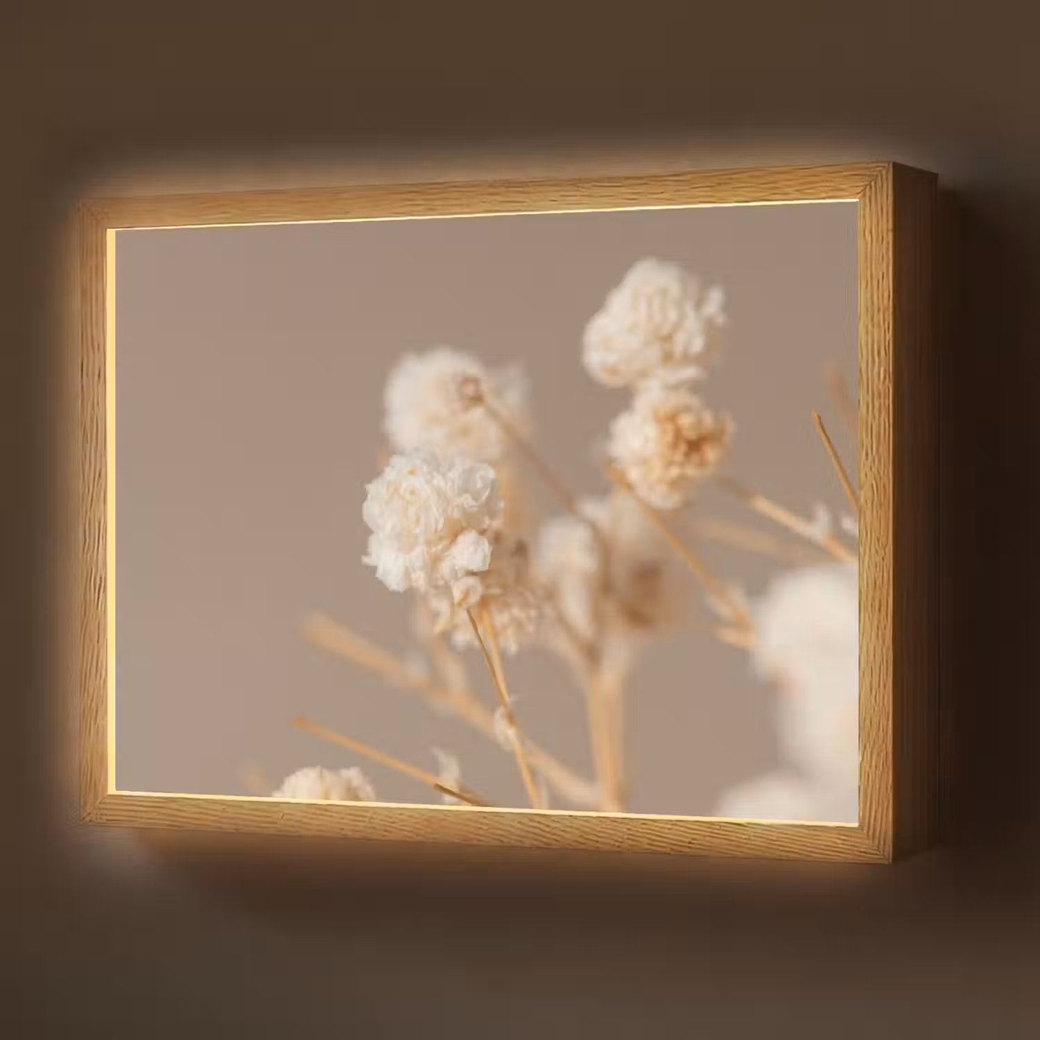 Bloemen - Wit - Natuur - Pastel Light Box met batterij (Wandlamp) middel -z3d_website