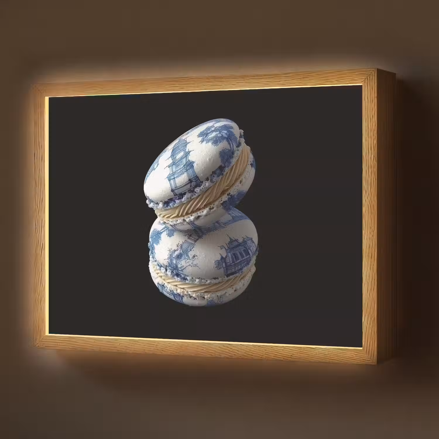 Eten - Macarons - Delfts blauw - Koekjes Light Box met batterij (Wandlamp) middel -z3d_website