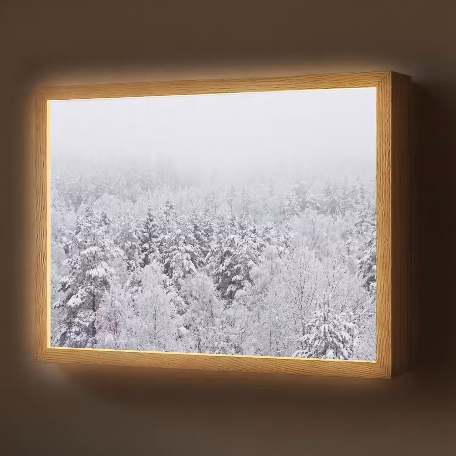 Bos - Sneeuw - Winter - Natuur - Wit Light Box met batterij (Wandlamp) middel -z3d_website