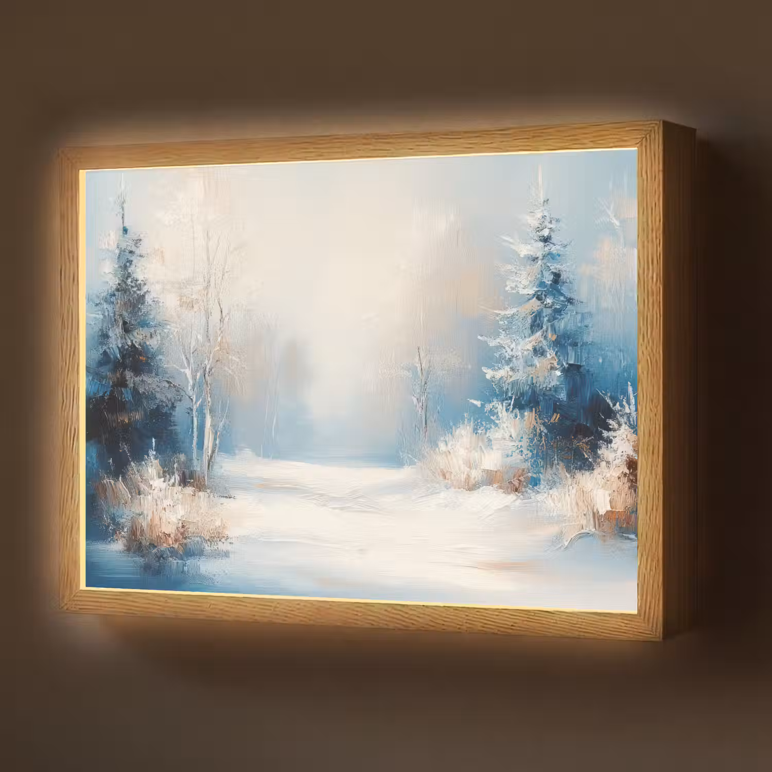 Bos - Winter - Natuur - Abstract - Sneeuw Light Box met batterij (Wandlamp) middel -z3d_website