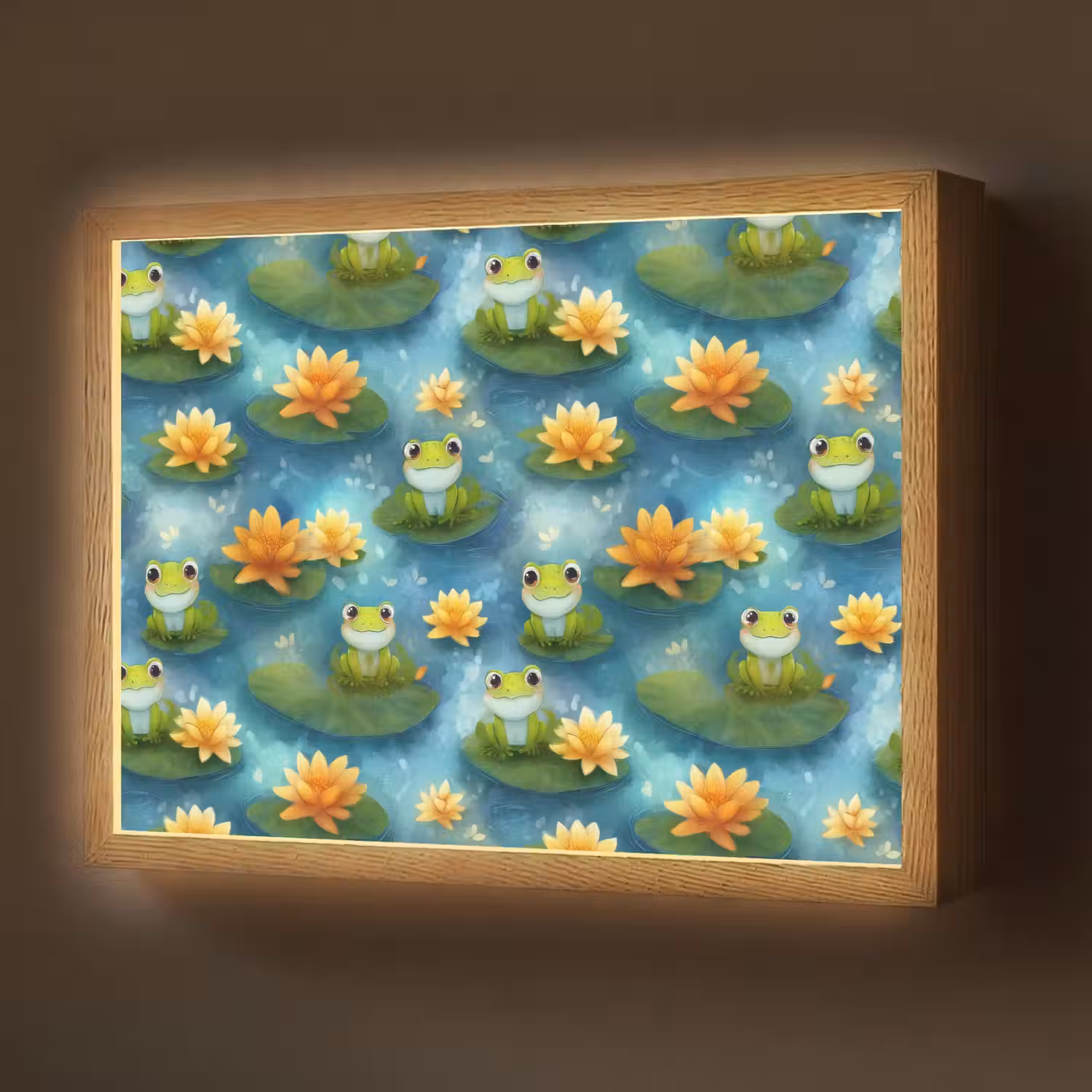 Kikker - Lelies - Groen Light Box met batterij (Wandlamp) middel 907 -z3d_website