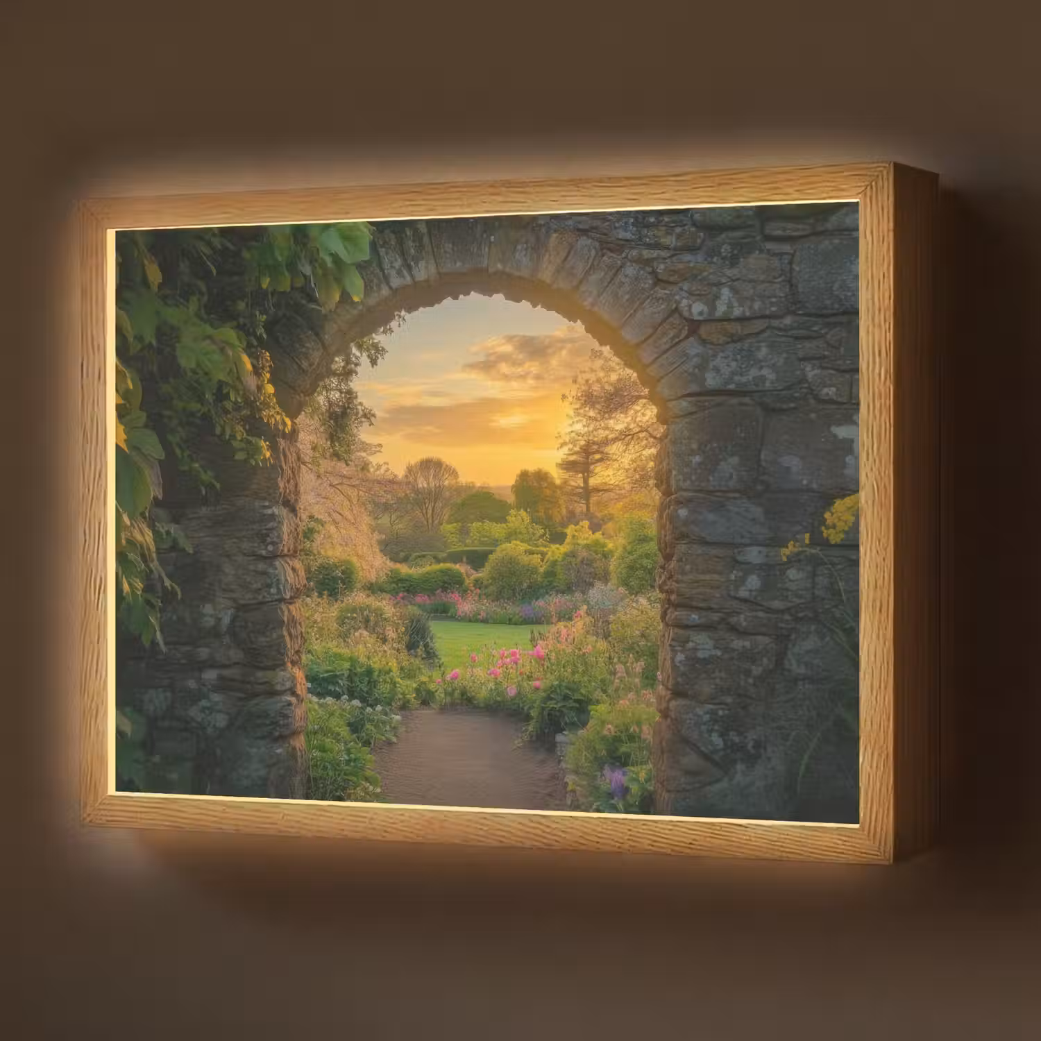 Poort - Planten - Zonsondergang Light Box met batterij (Wandlamp) middel -z3d_website