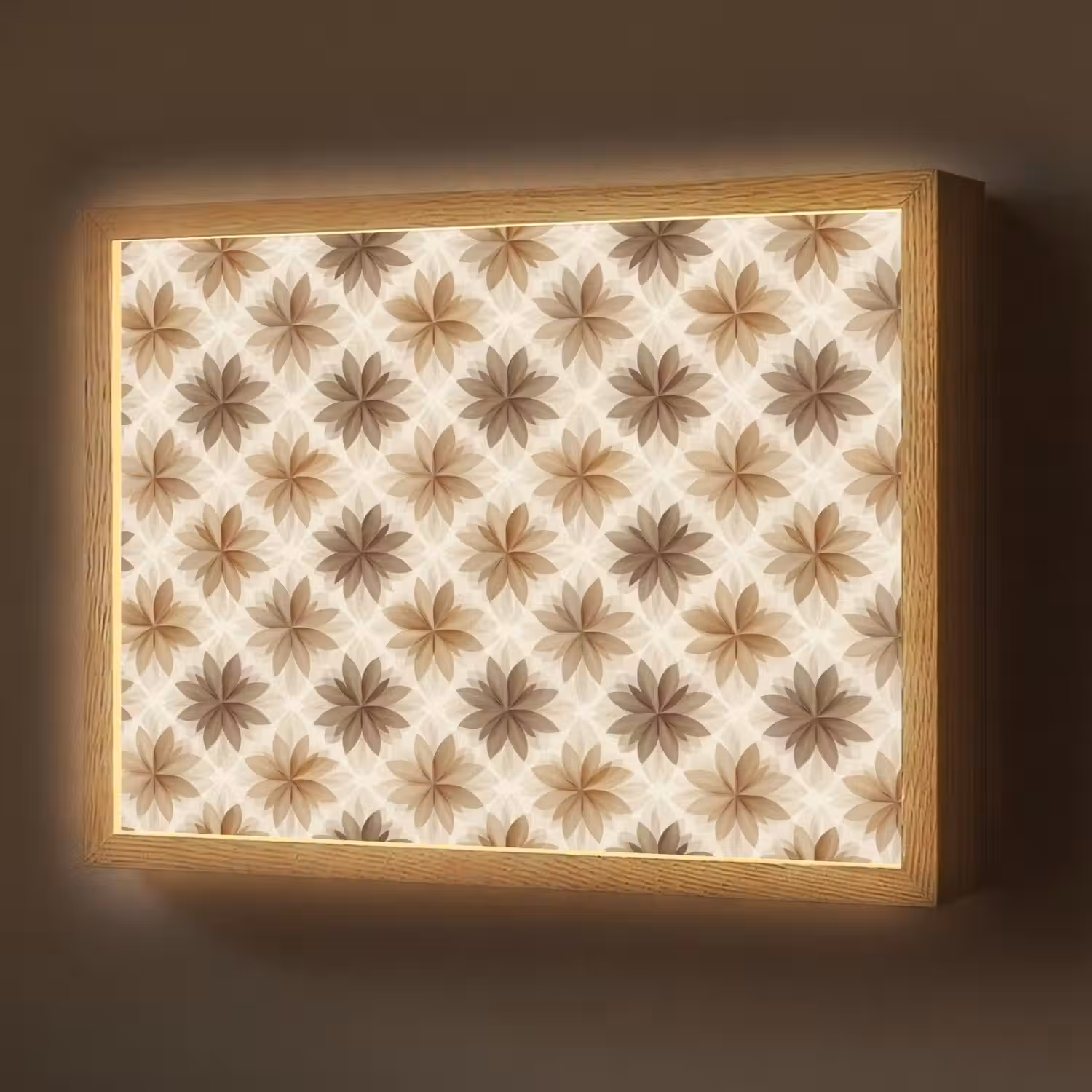 Geografisch - Patroon - Bruin Light Box met batterij (Wandlamp) middel 907 -z3d_website
