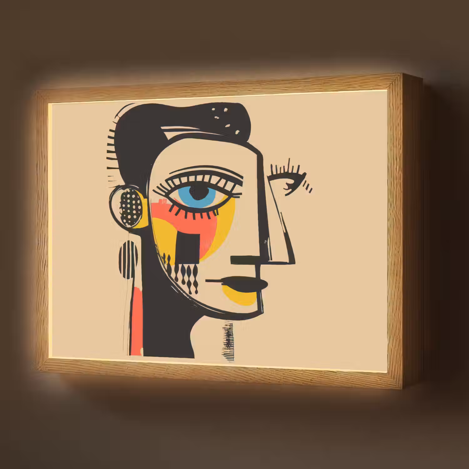 Geometrisch - Felle kleuren - Kubistische stijl Light Box met batterij (Wandlamp) middel -z3d_website