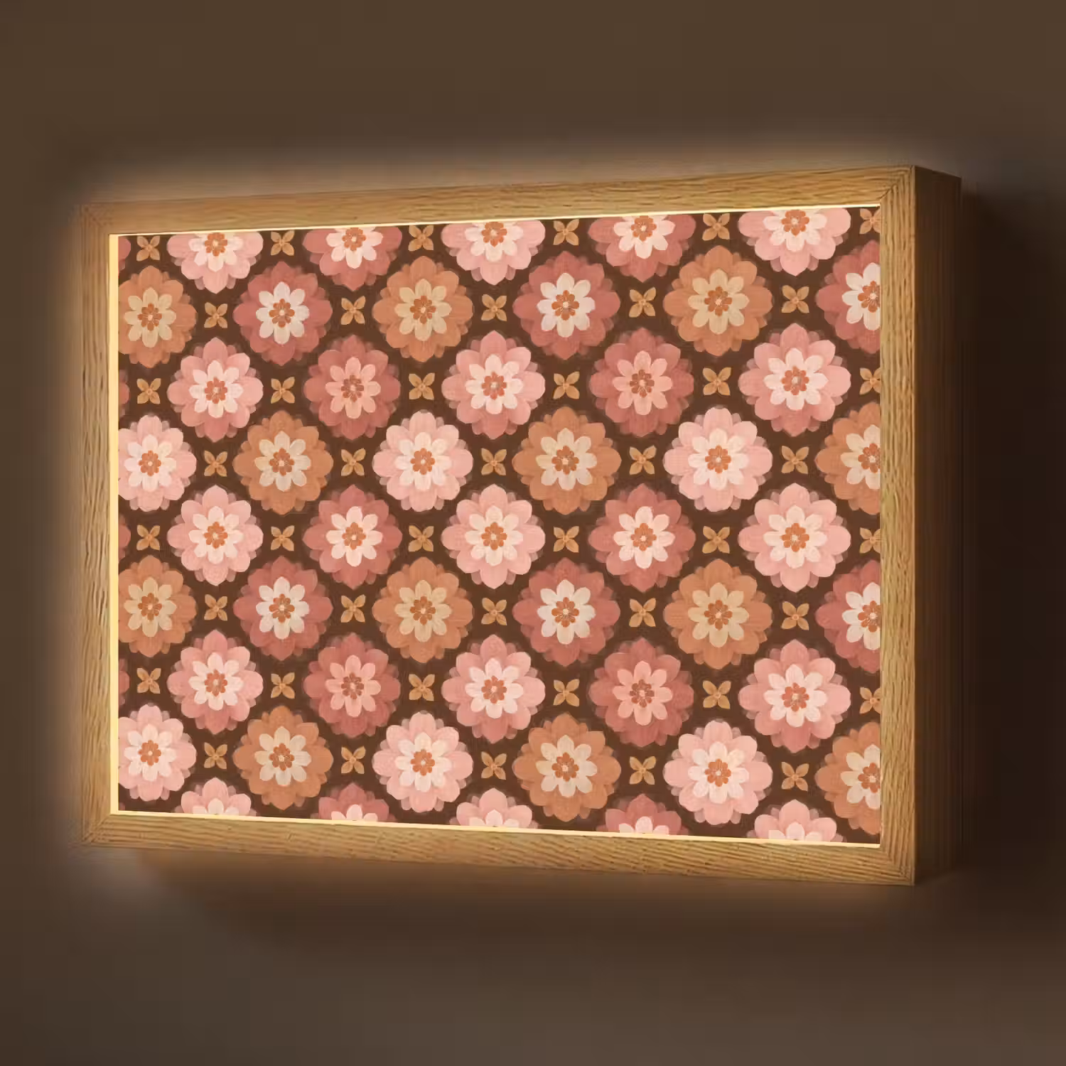 Geometrisch - Bloemen - Kleurrijk Light Box met batterij (Wandlamp) middel 907 -z3d_website