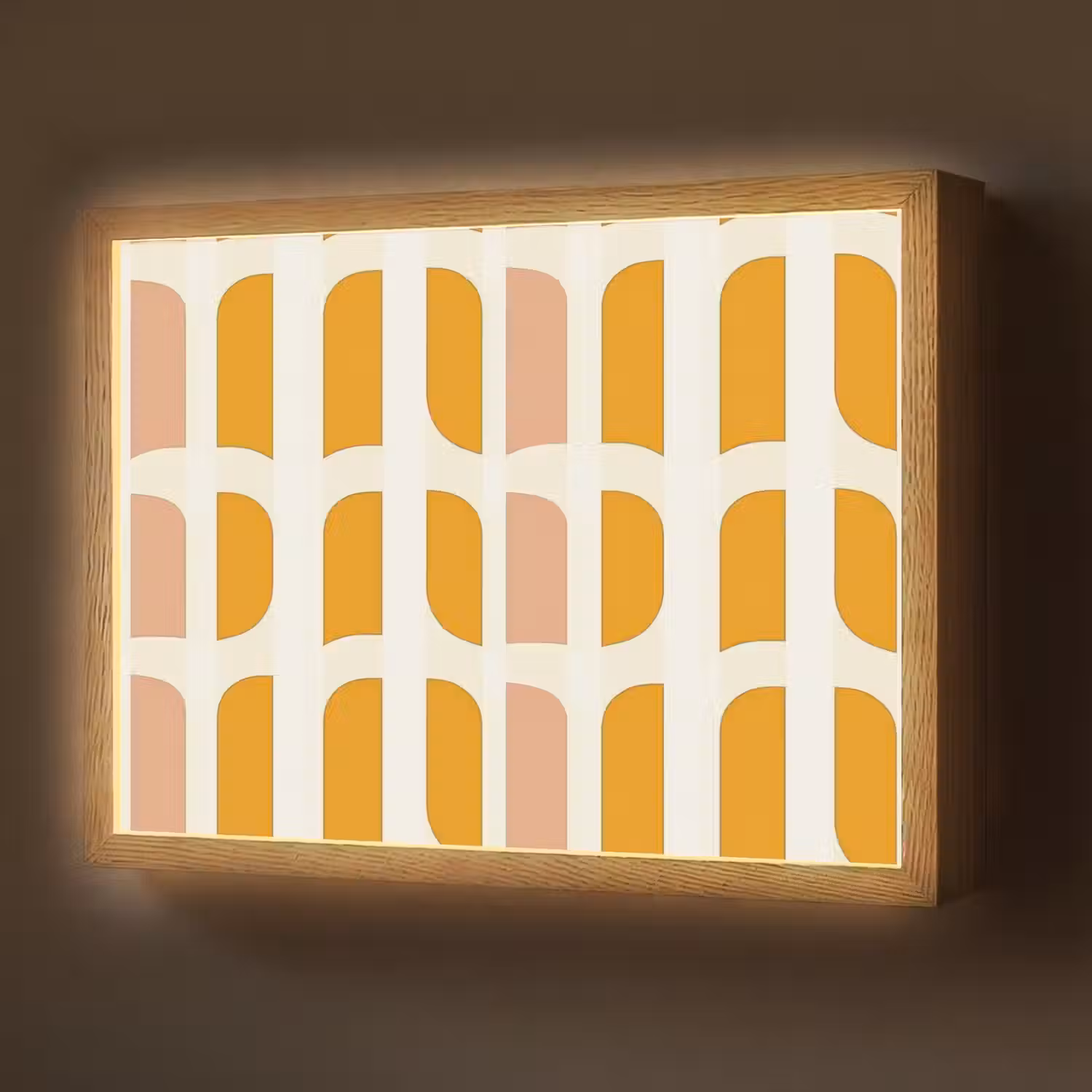Geometrisch - Patroon - Geel - Roze Light Box met batterij (Wandlamp) middel 907 -z3d_website