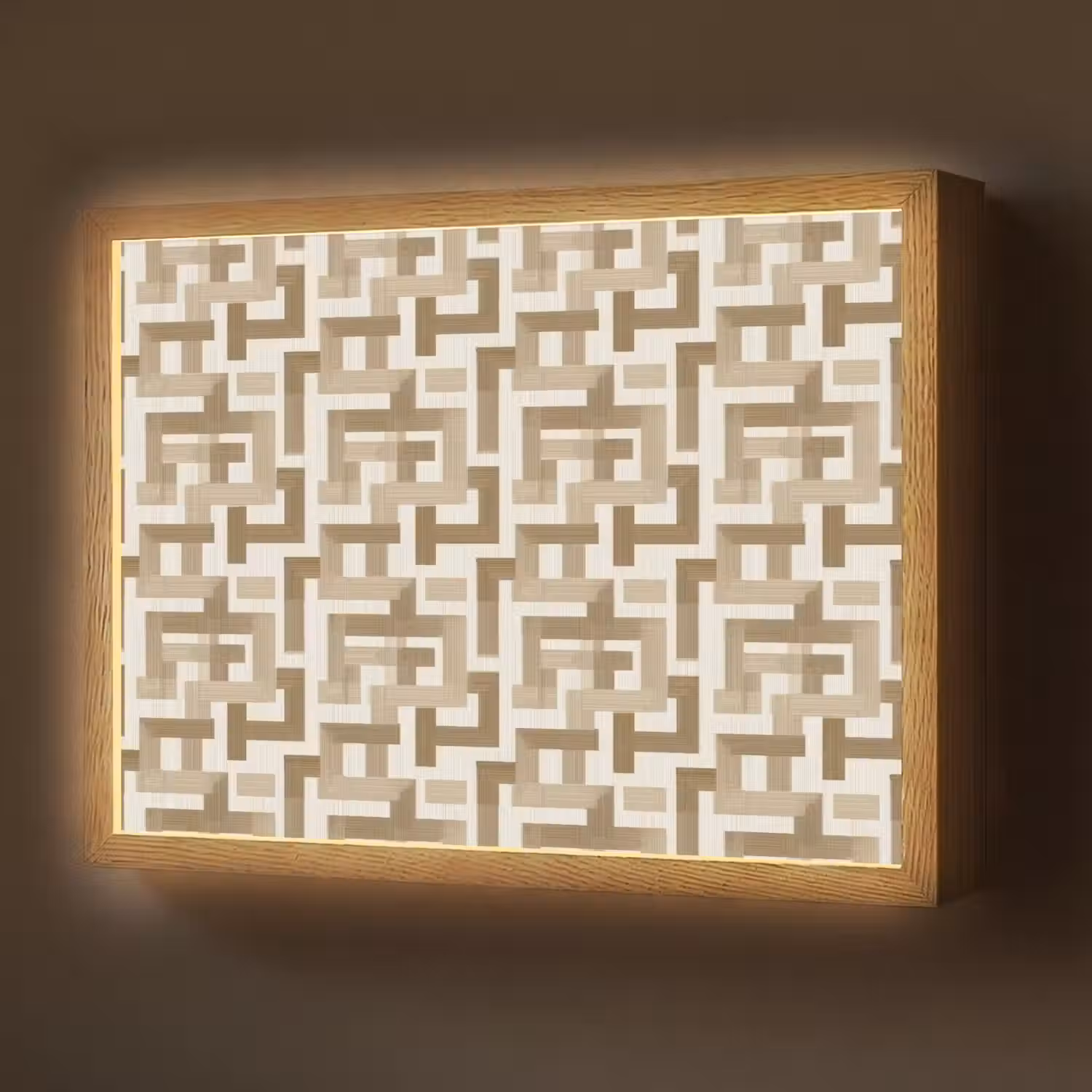 Geometrisch - Retro - Bruin Light Box met batterij (Wandlamp) middel 907 -z3d_website