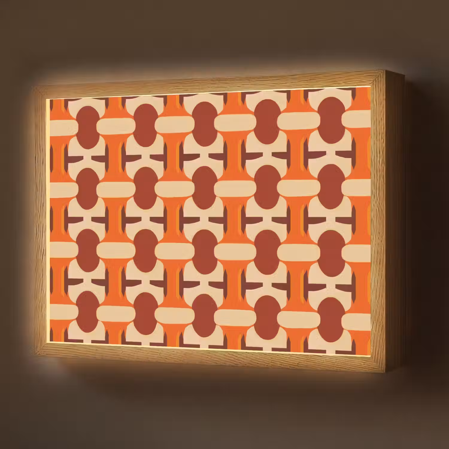 Geometrisch - Retro - Oranje Light Box met batterij (Wandlamp) middel 907 -z3d_website