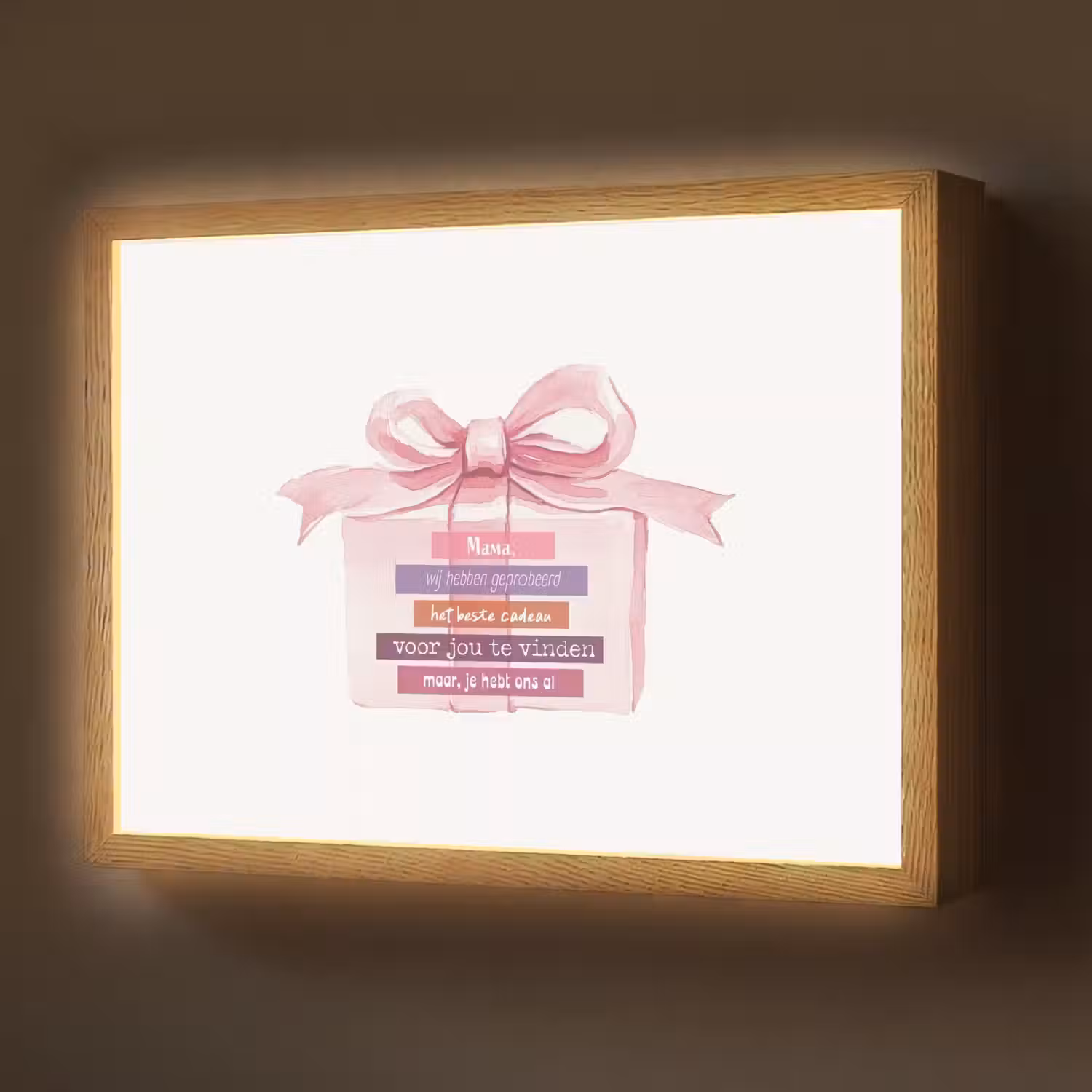 Cadeau - Strik - Tekst - Roze Light Box met batterij (Wandlamp) middel -z3d_website