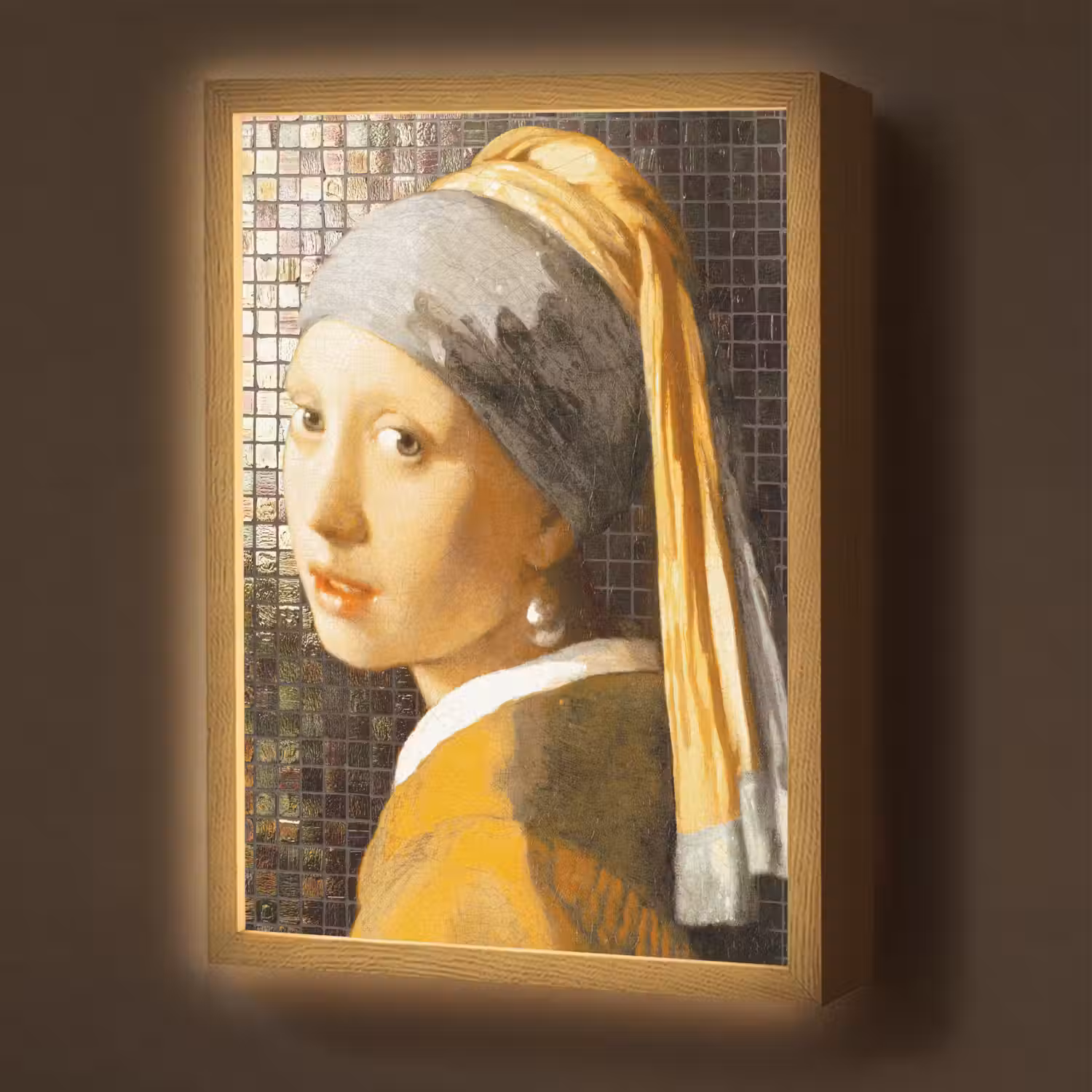 Meisje met de parel - Johannes Vermeer - Mozaïek Light Box met batterij (Wandlamp) middel -z3d_website
