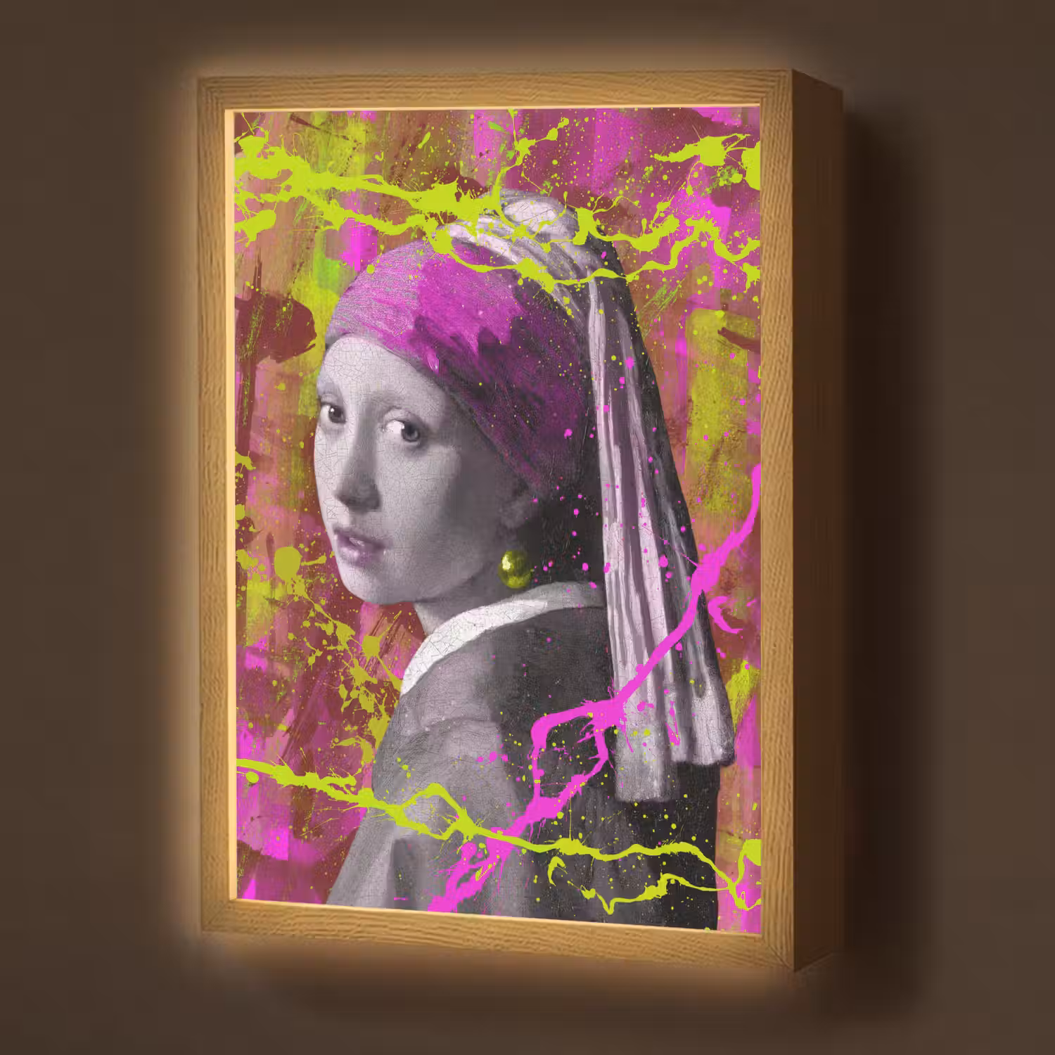 Meisje met de parel - Johannes Vermeer - Neon Light Box met batterij (Wandlamp) middel -z3d_website