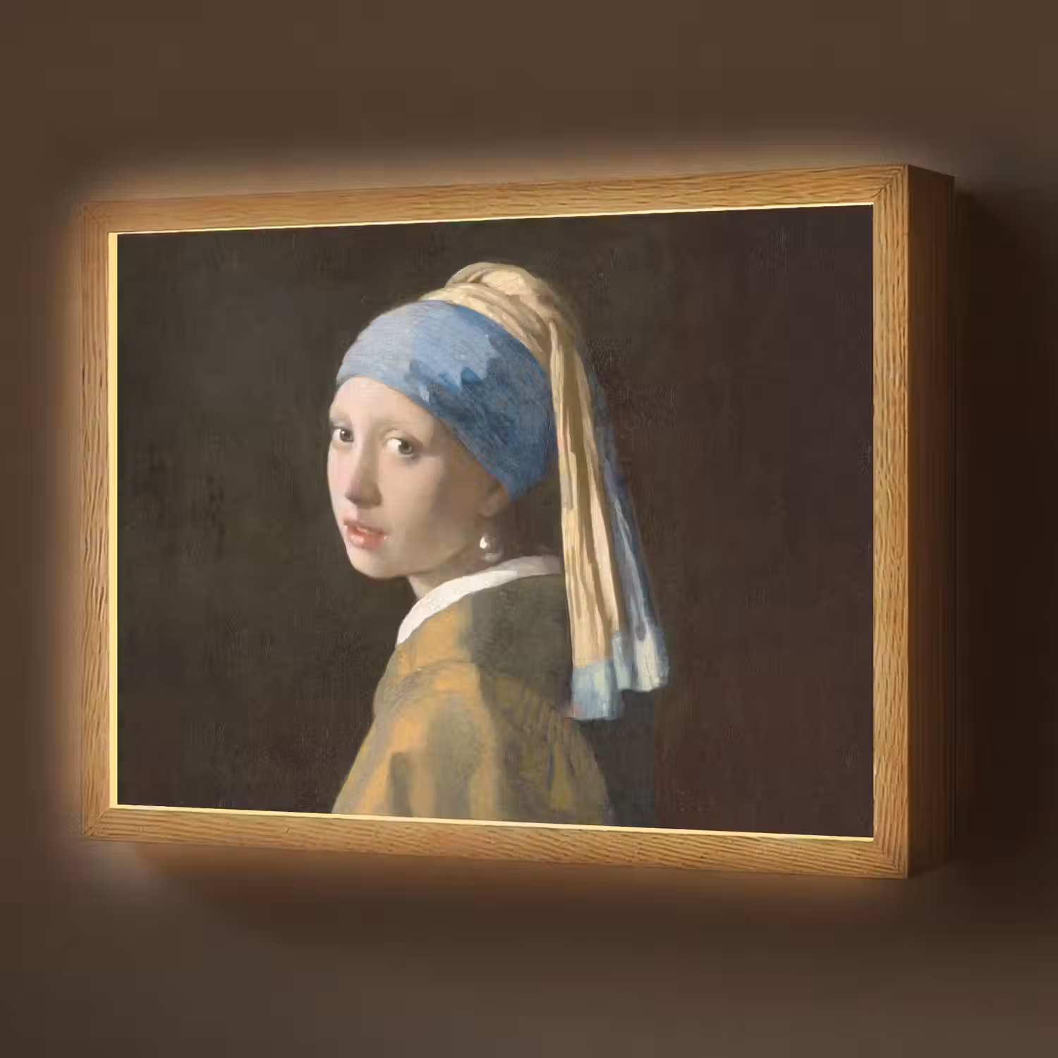 Meisje met de parel - Schilderij - Oude meesters - Vermeer Light Box met batterij (Wandlamp) middel -z3d_website