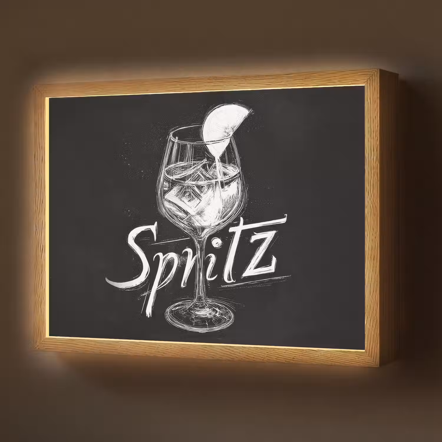 Glas spritz - Krijtletters - Ijsblokjes - Citroen Light Box met batterij (Wandlamp) middel -z3d_website