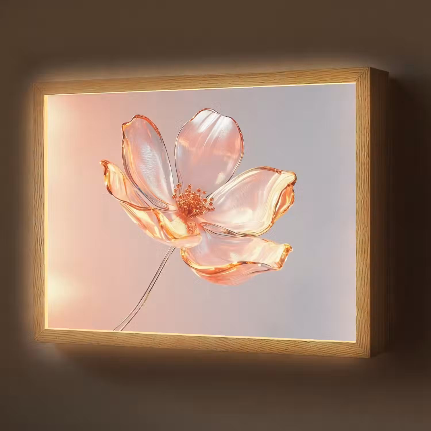 Glazen - Bloem - Roze Light Box met batterij (Wandlamp) middel -z3d_website
