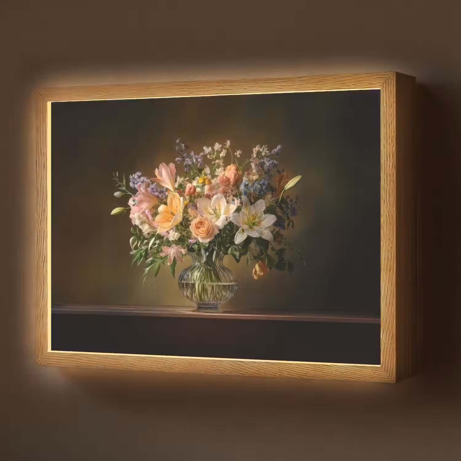 Glazen - Bloemen - Boeket - Kleuren Light Box met batterij (Wandlamp) middel -z3d_website