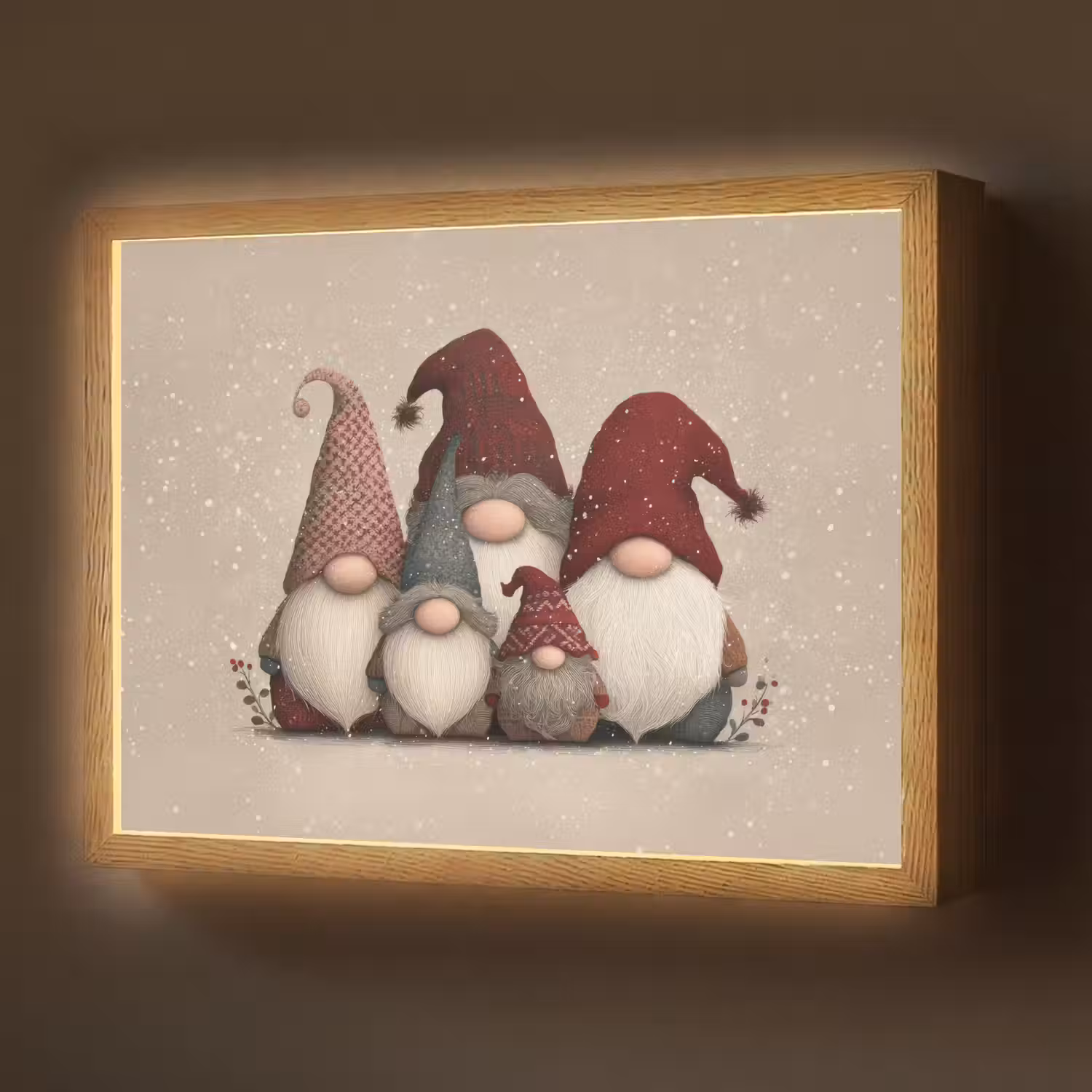 Kabouters - Kerst - Sneeuw - Puntmutsen Light Box met batterij (Wandlamp) middel -z3d_website