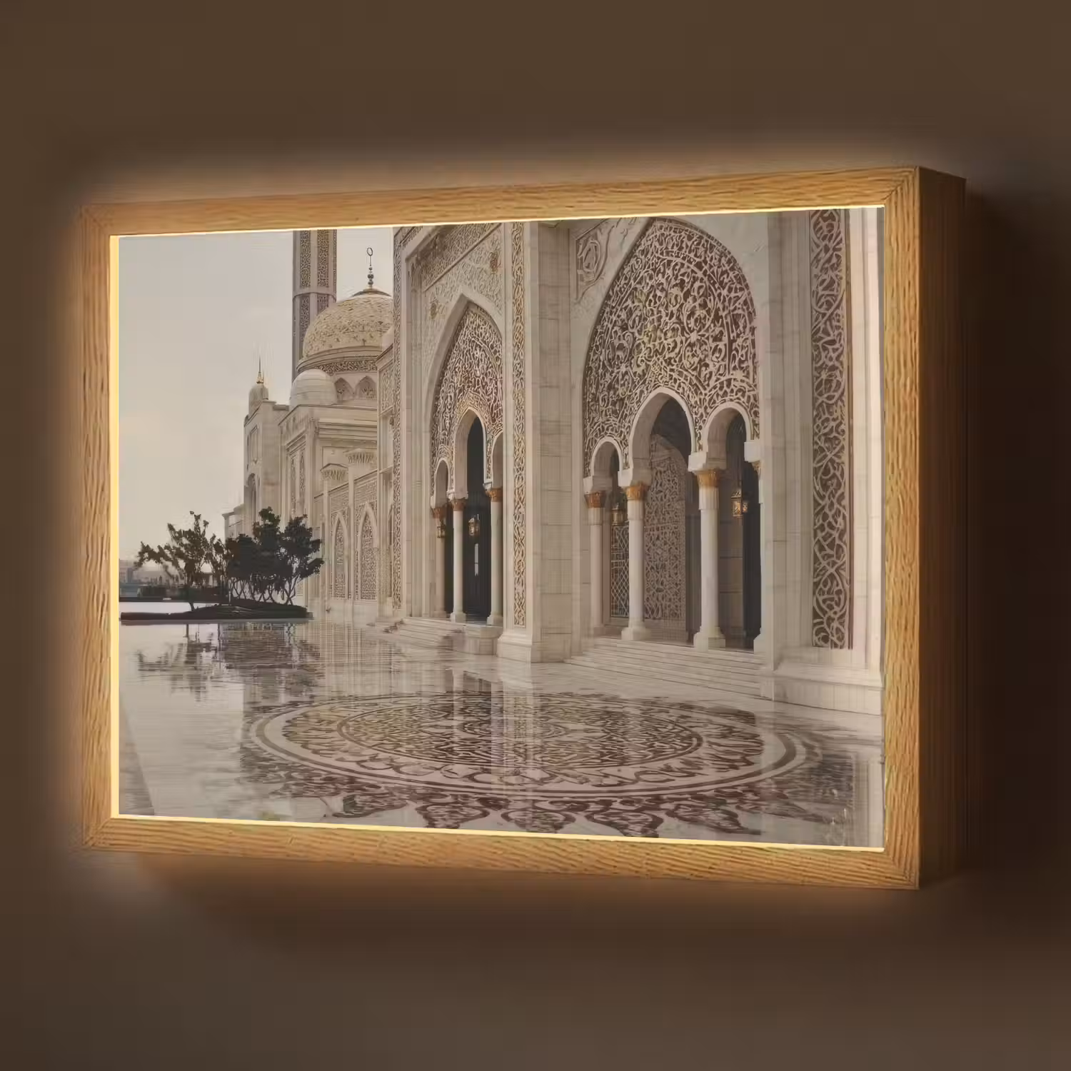 Gouden details - Marmer - Islamitisch Light Box met batterij (Wandlamp) middel -z3d_website
