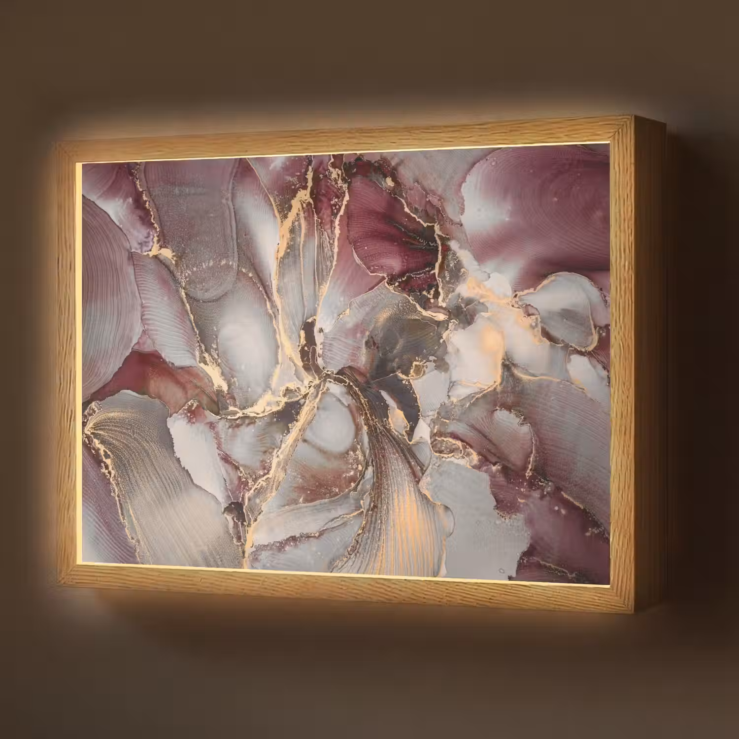 Goud - Marmer - Paars Light Box met batterij (Wandlamp) middel -z3d_website