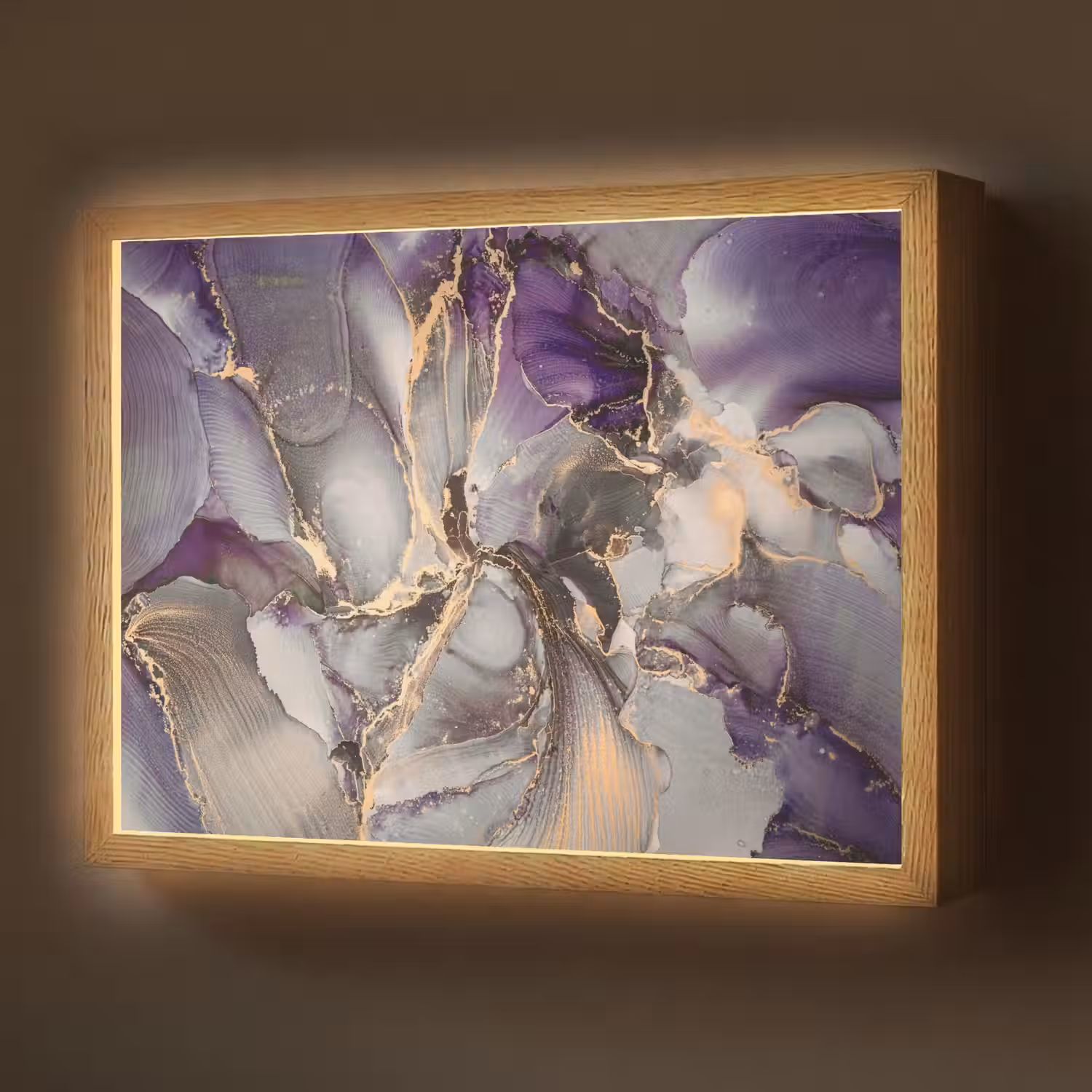 Goud - Paars - Marmer Light Box met batterij (Wandlamp) middel -z3d_website
