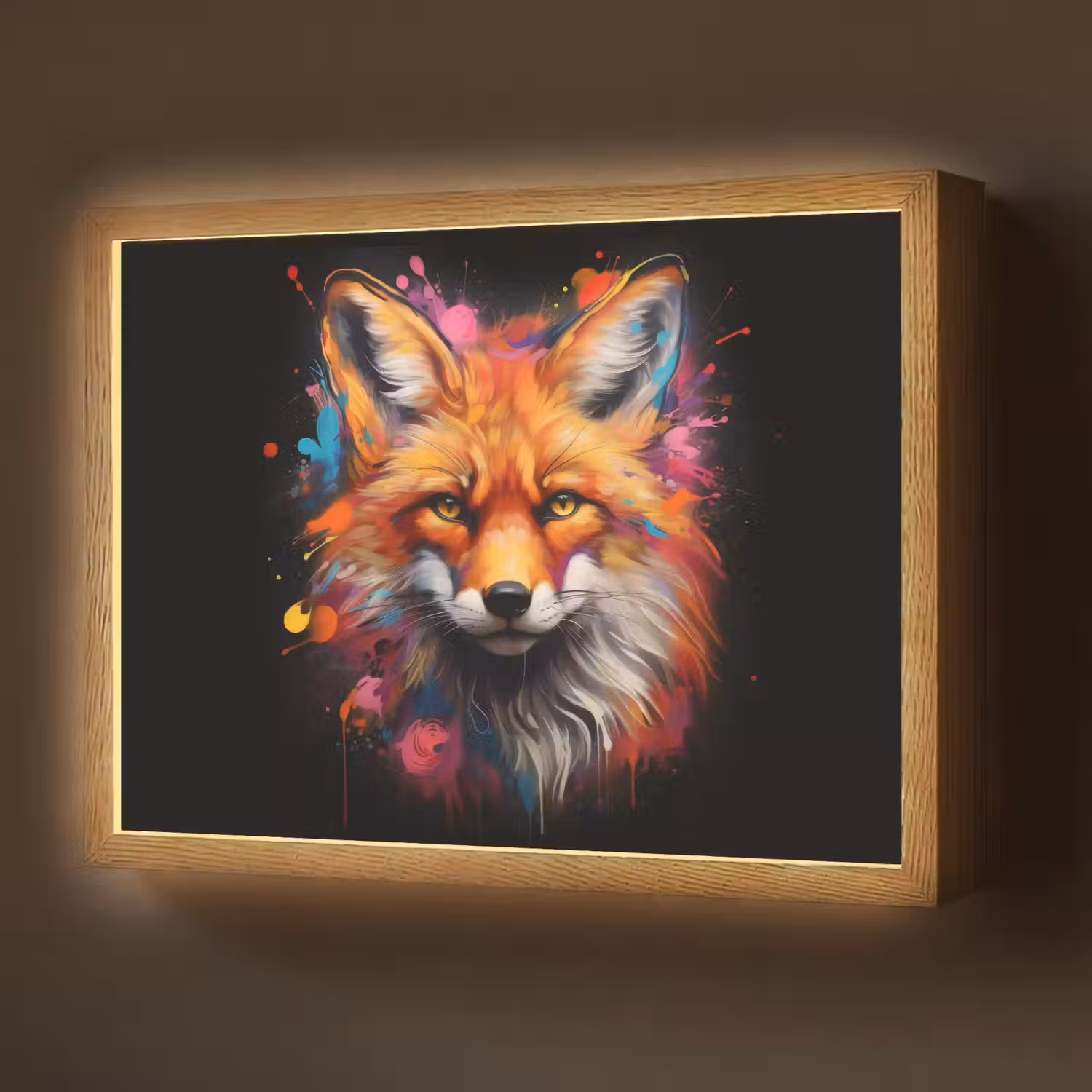 Graffiti - Vos - Zwart - Pop art Light Box met batterij (Wandlamp) middel -z3d_website