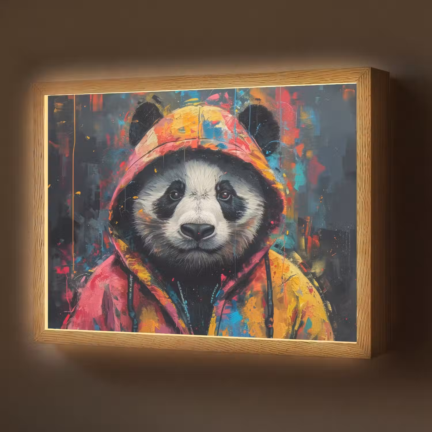 Graffiti - Panda - Jas - Kleurrijk - Street art Light Box met batterij (Wandlamp) middel -z3d_website