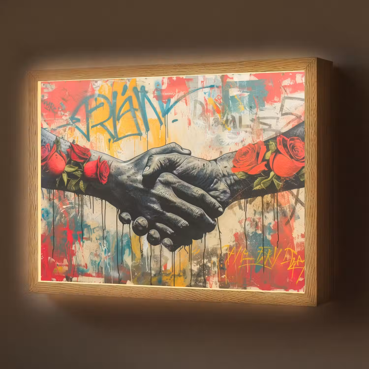 Graffiti - Rozen - Handen - Street art Light Box met batterij (Wandlamp) middel -z3d_website
