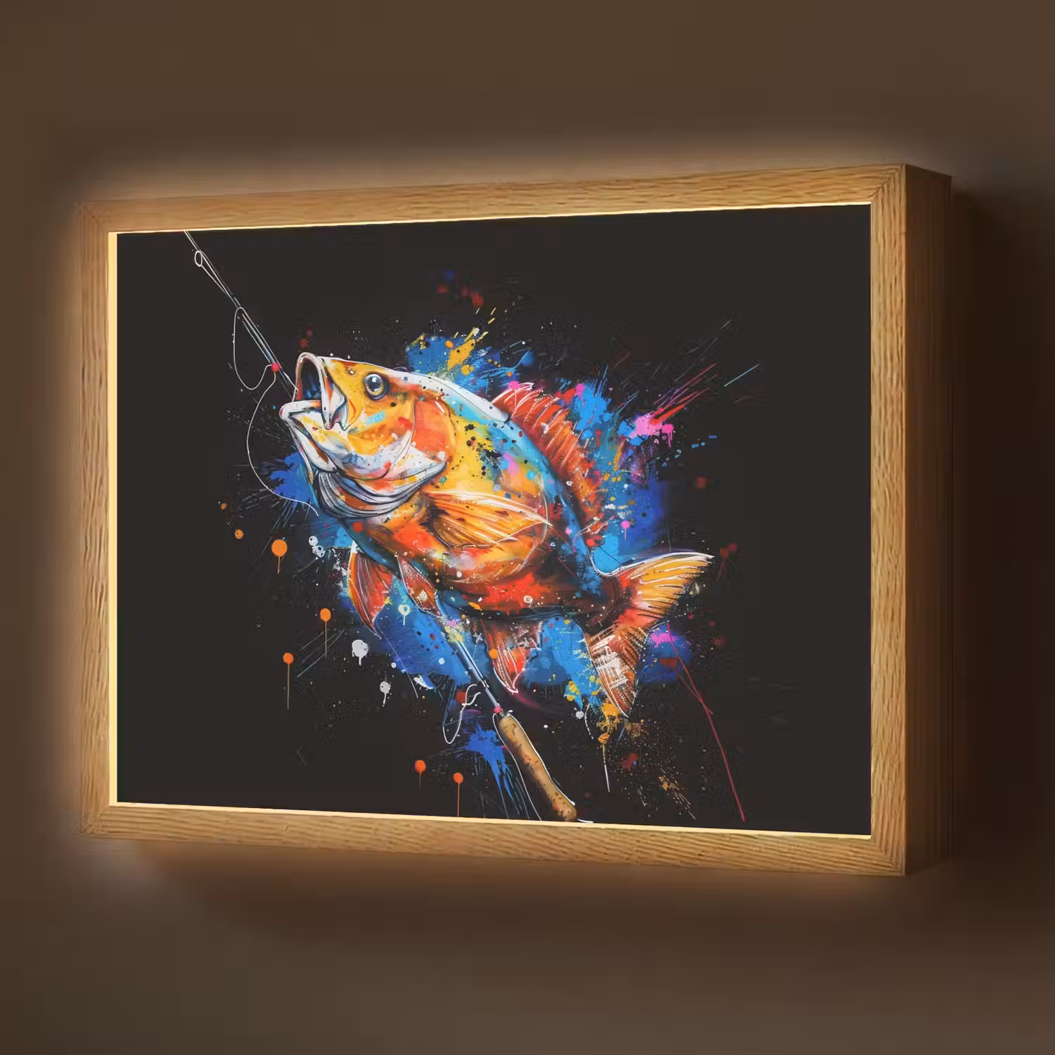 Graffiti - Sport - Vissen - Vis - Hengel Light Box met batterij (Wandlamp) middel -z3d_website